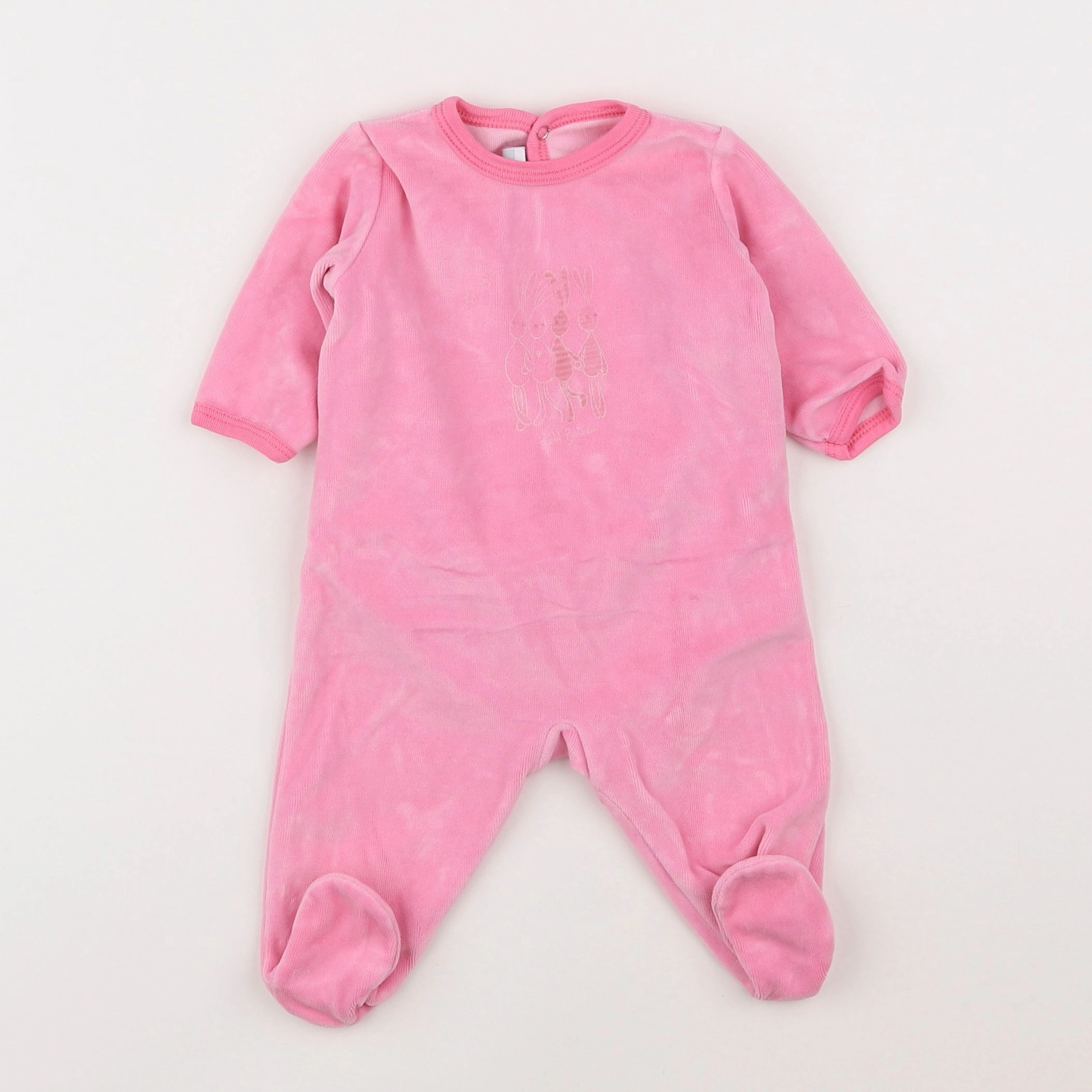 Petit Bateau - pyjama velours rose - 3 mois