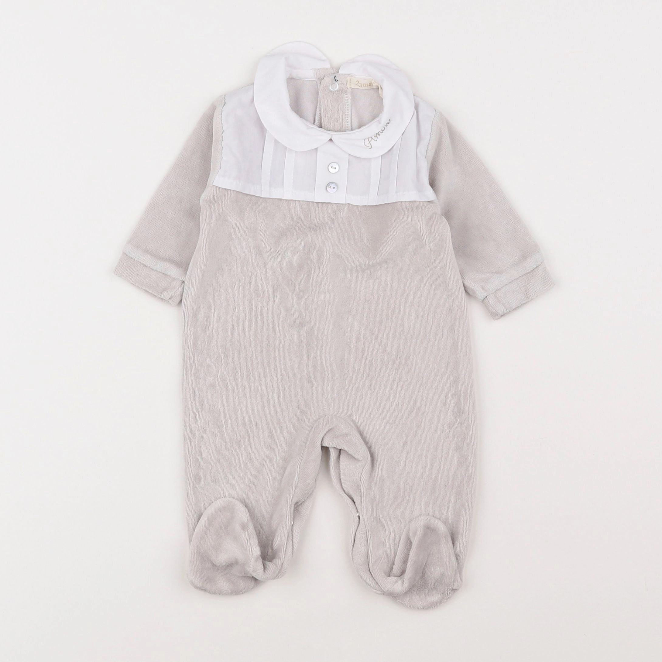 23 mai - pyjama velours gris - 1 mois