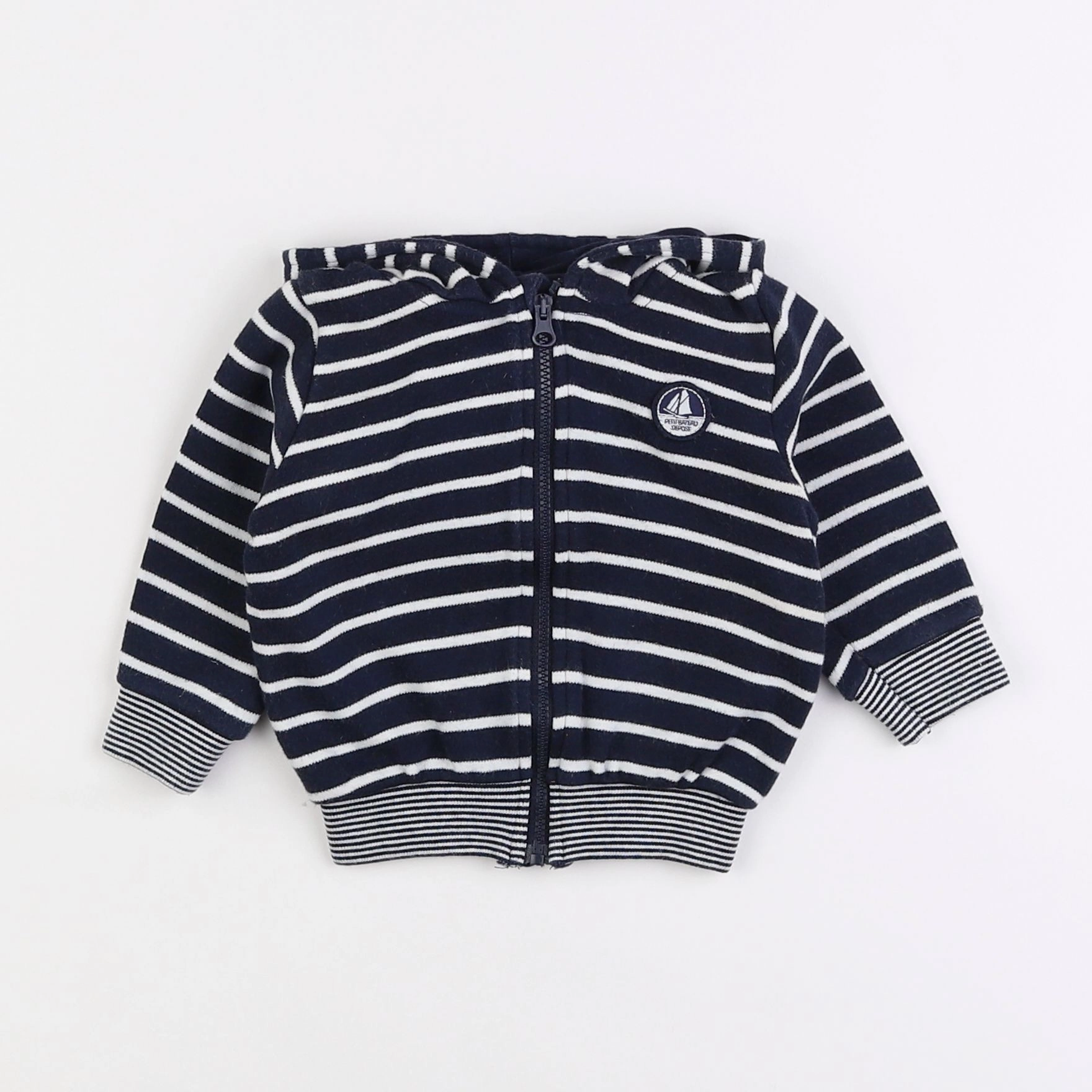 Petit Bateau - sweat blanc, bleu - 6 mois