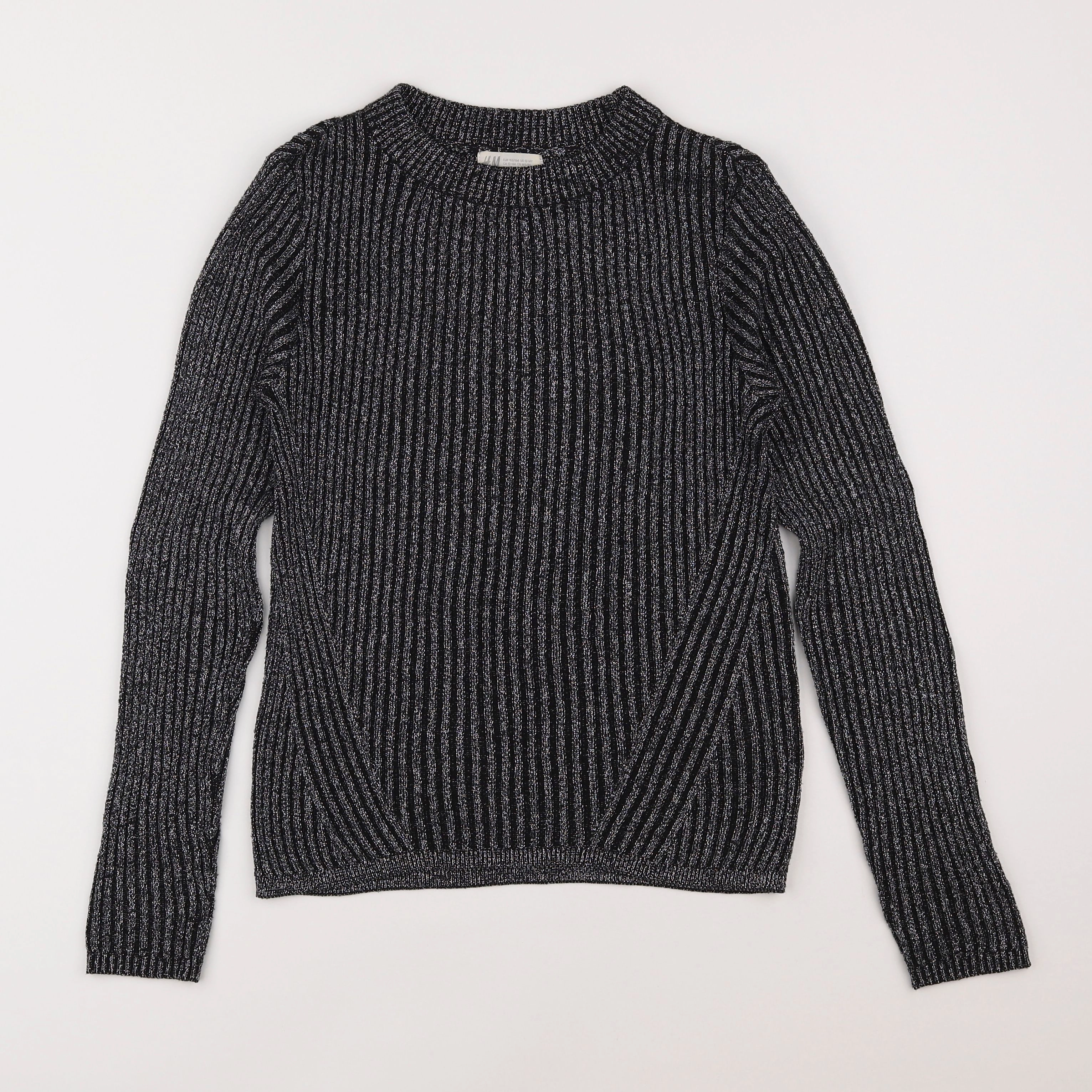 H&M - pull noir, argent - 12/14 ans