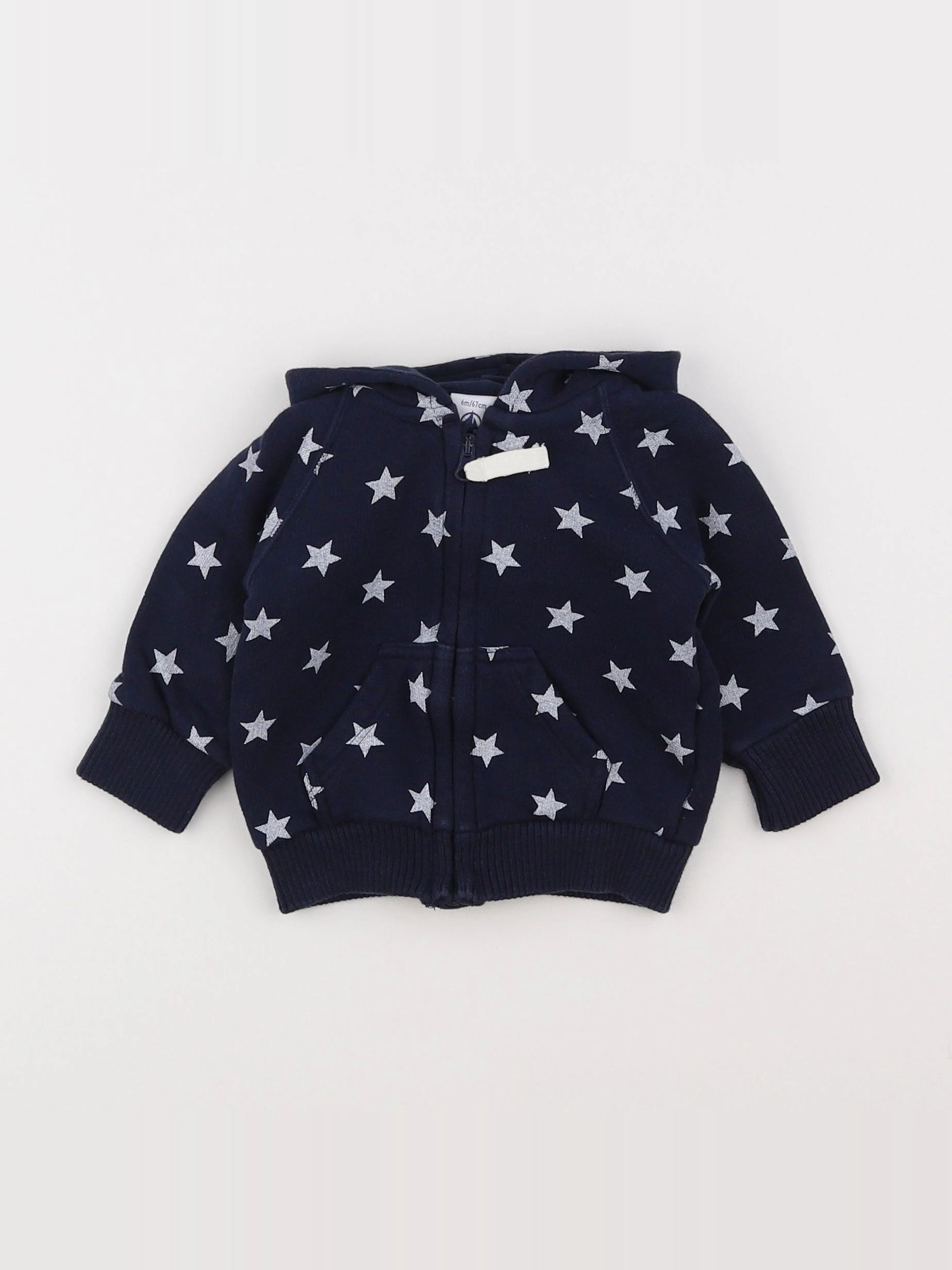 Petit Bateau - sweat bleu, blanc - 6 mois