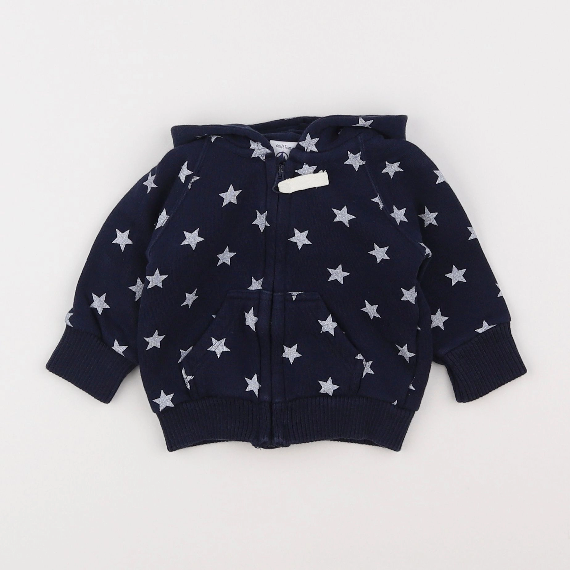 Petit Bateau - sweat bleu, blanc - 6 mois