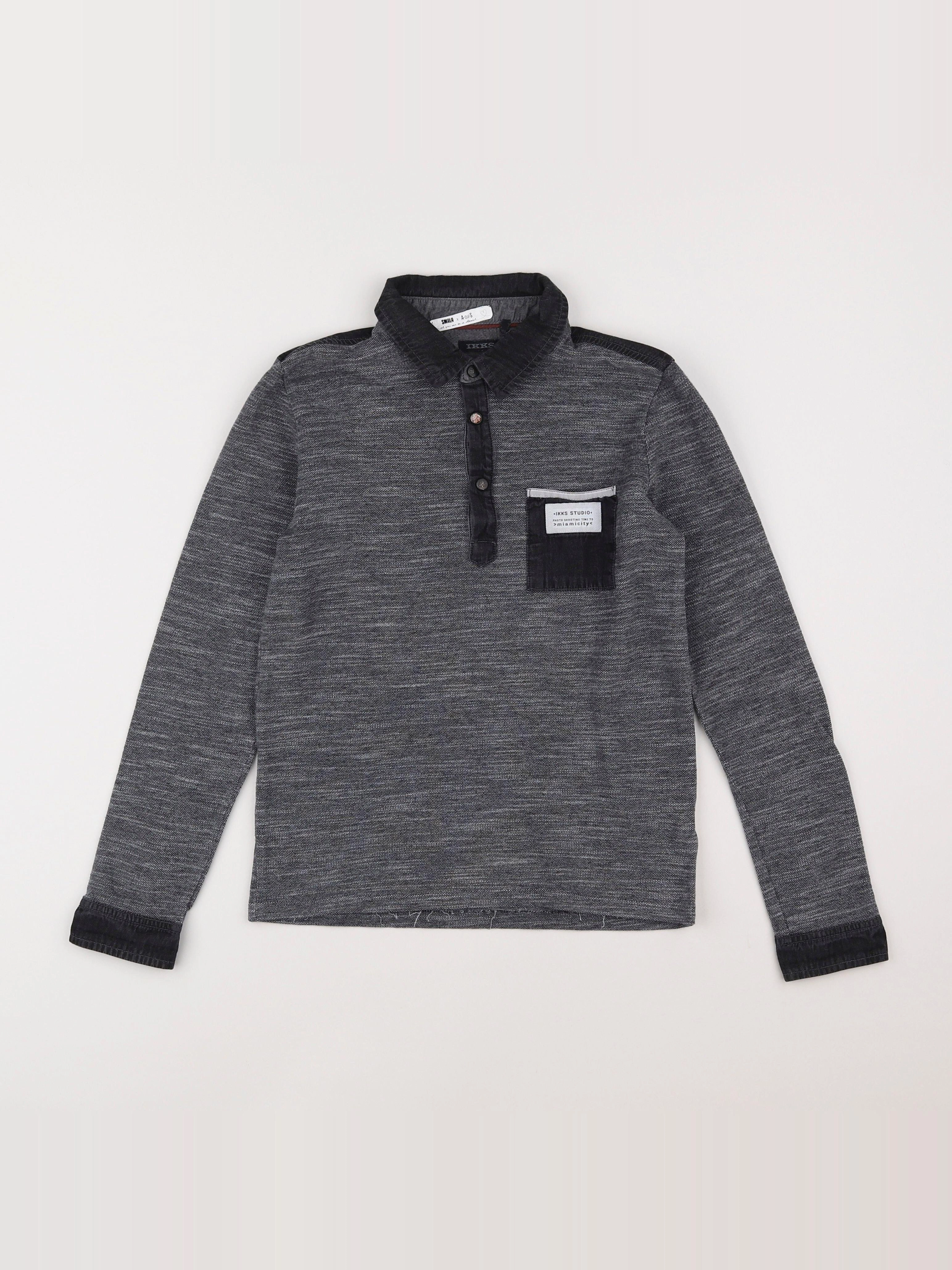 IKKS - polo gris, noir - 10 ans