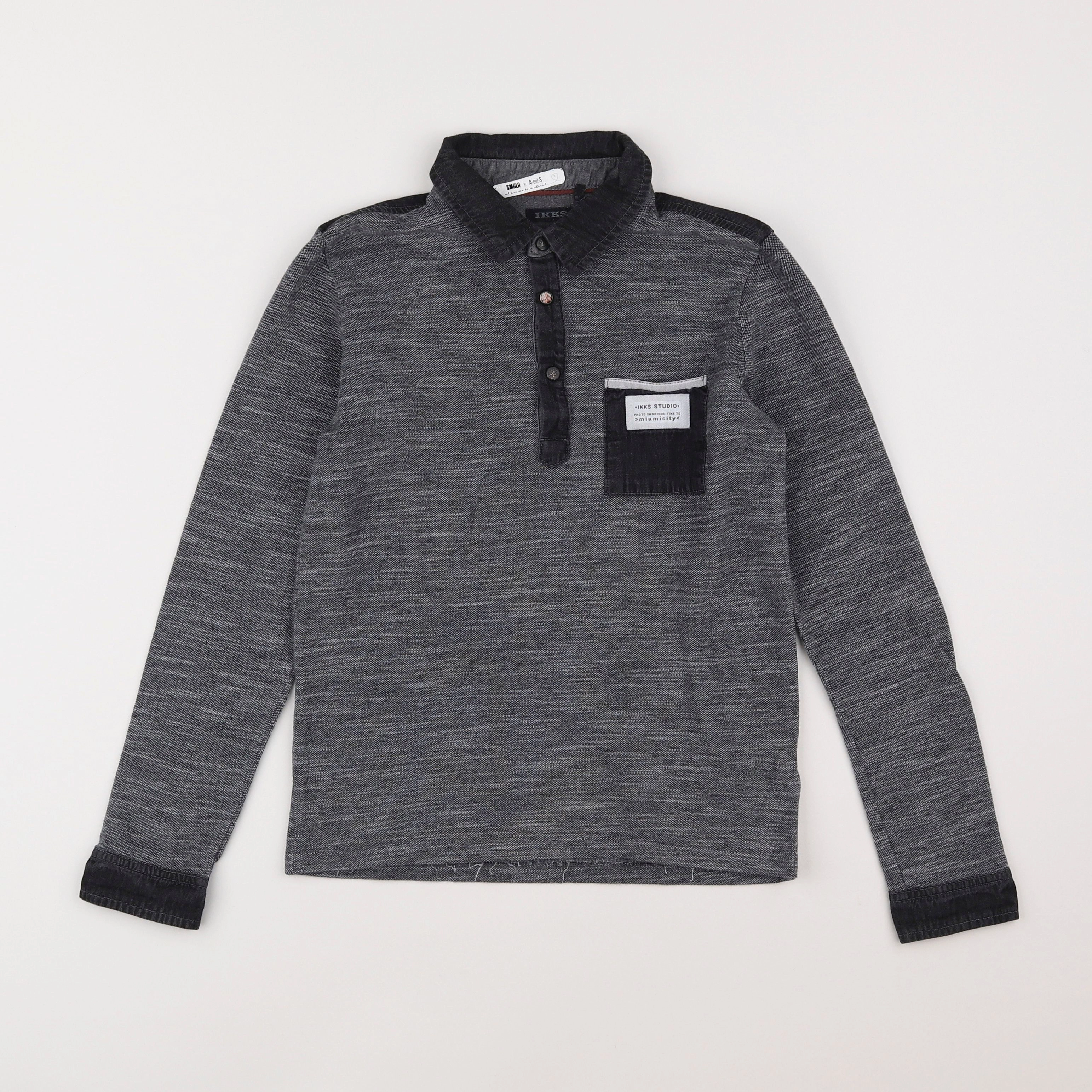 IKKS - polo gris, noir - 10 ans