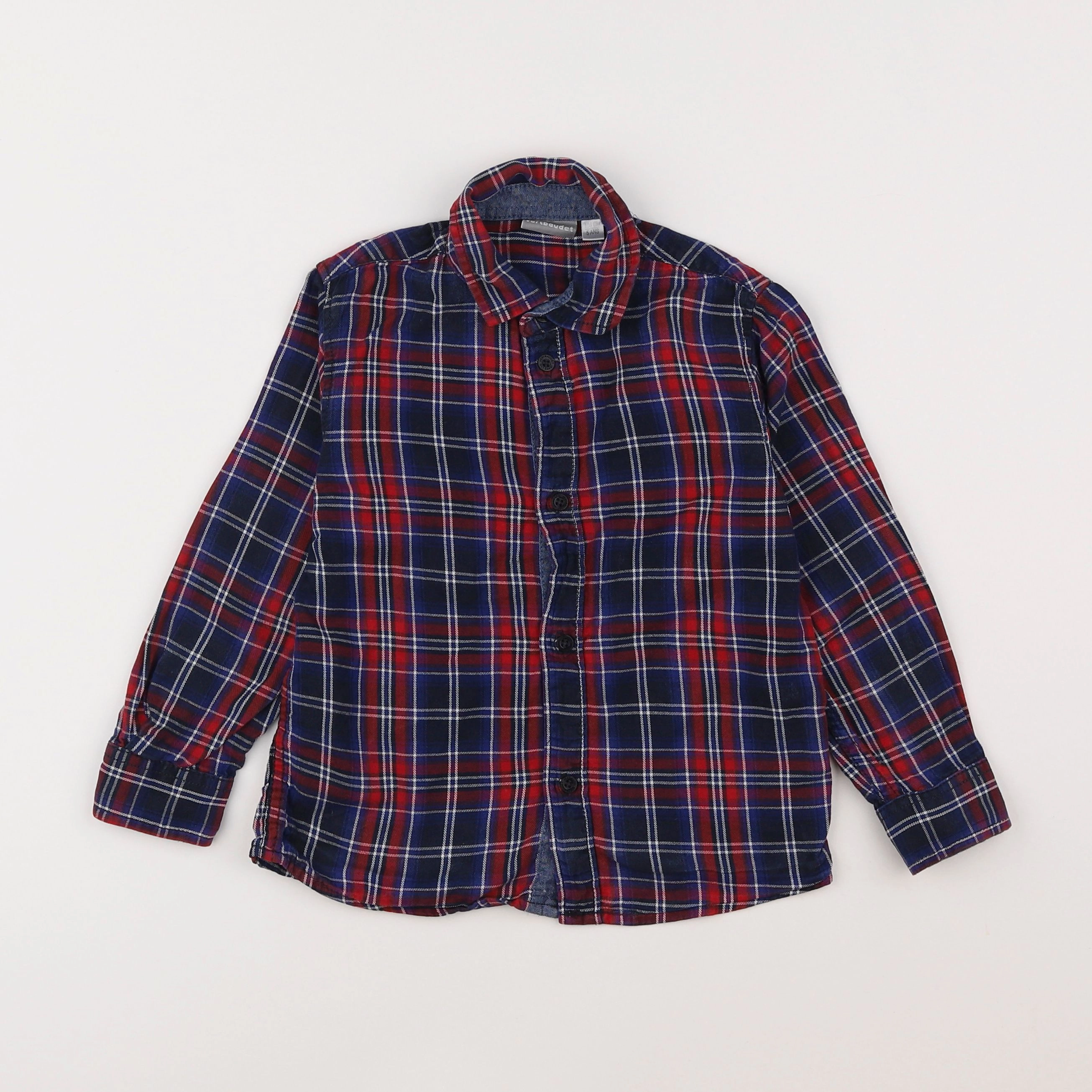 Vertbaudet - chemise bleu, rouge - 5 ans