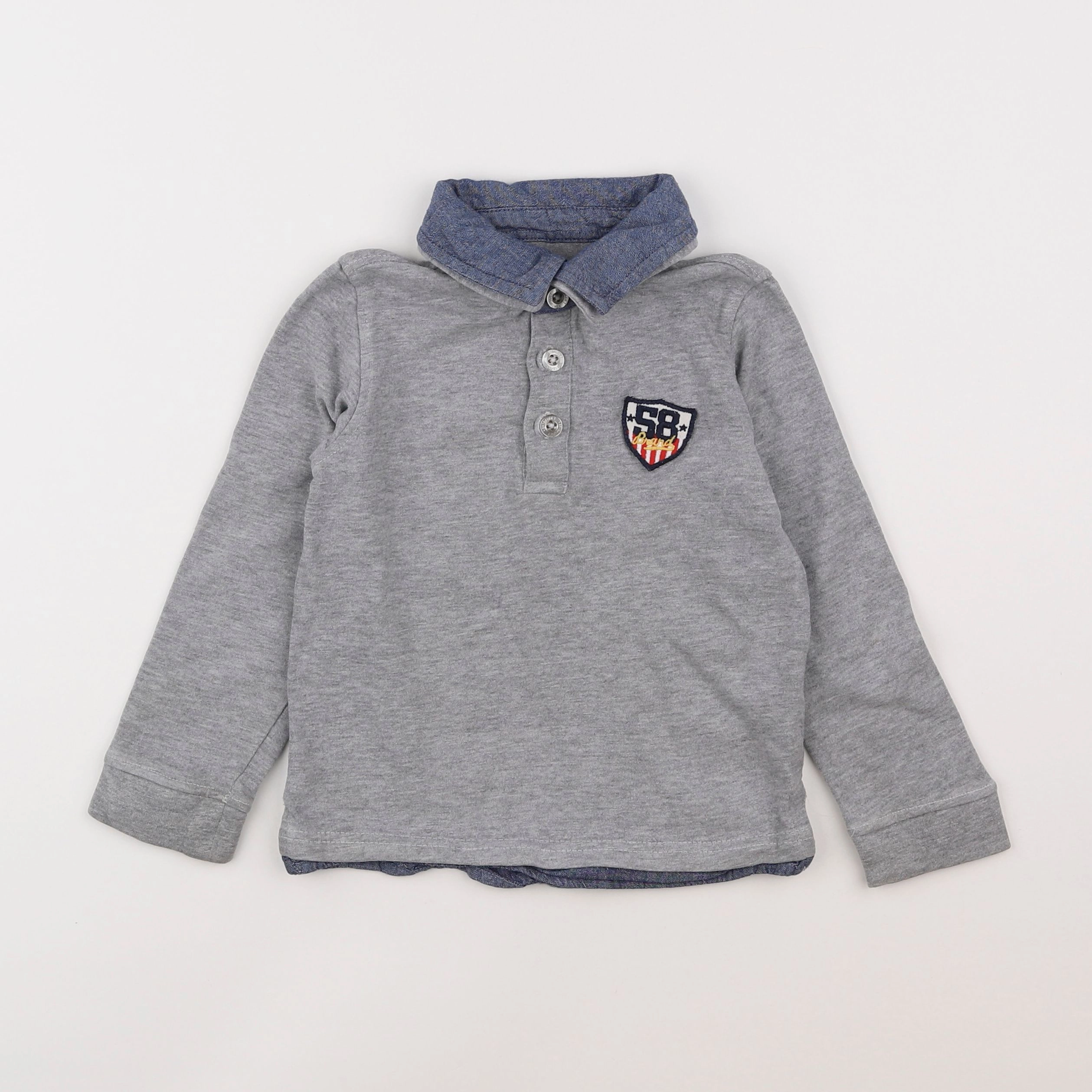 Vertbaudet - polo gris - 5 ans