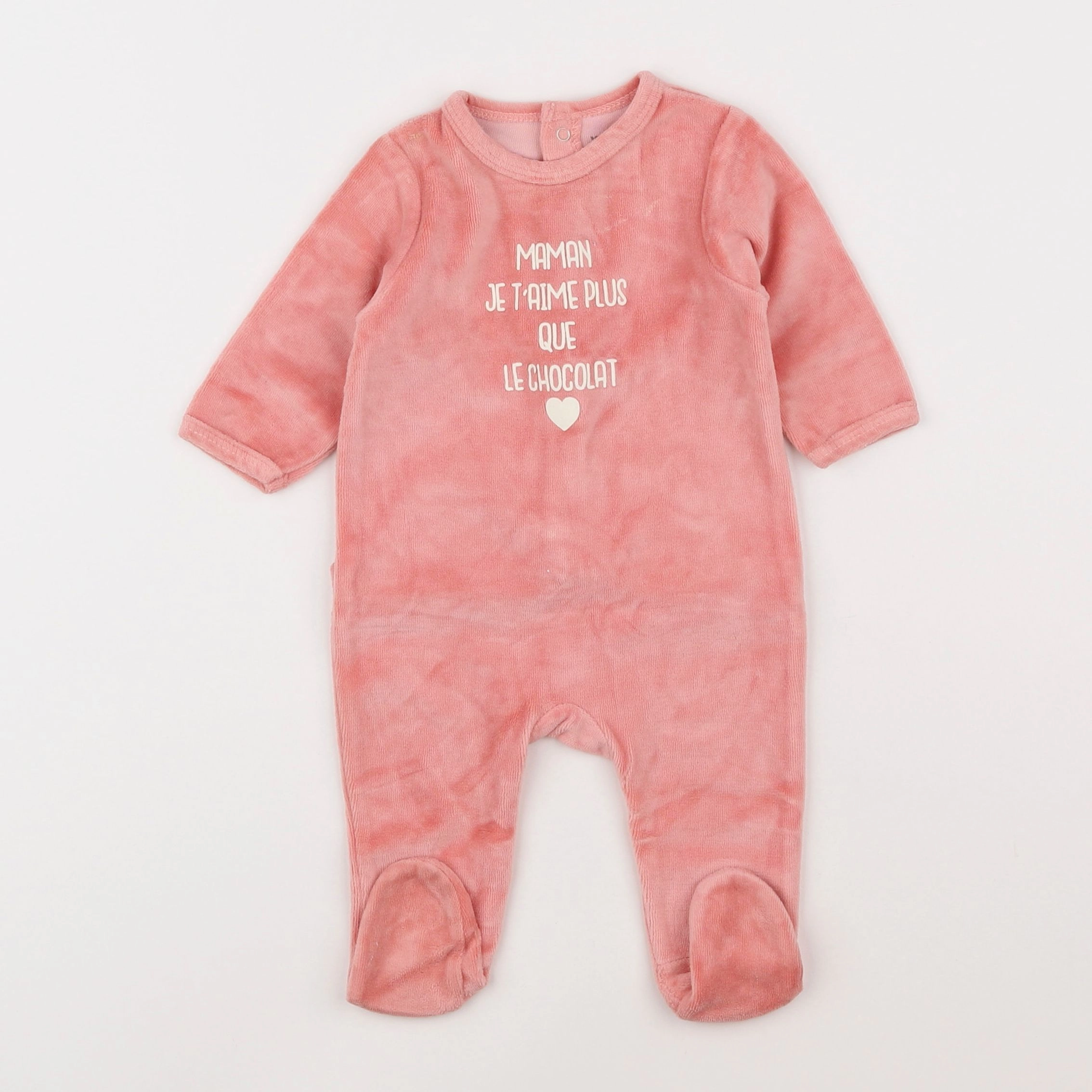 Vertbaudet - pyjama velours rose - 3 mois