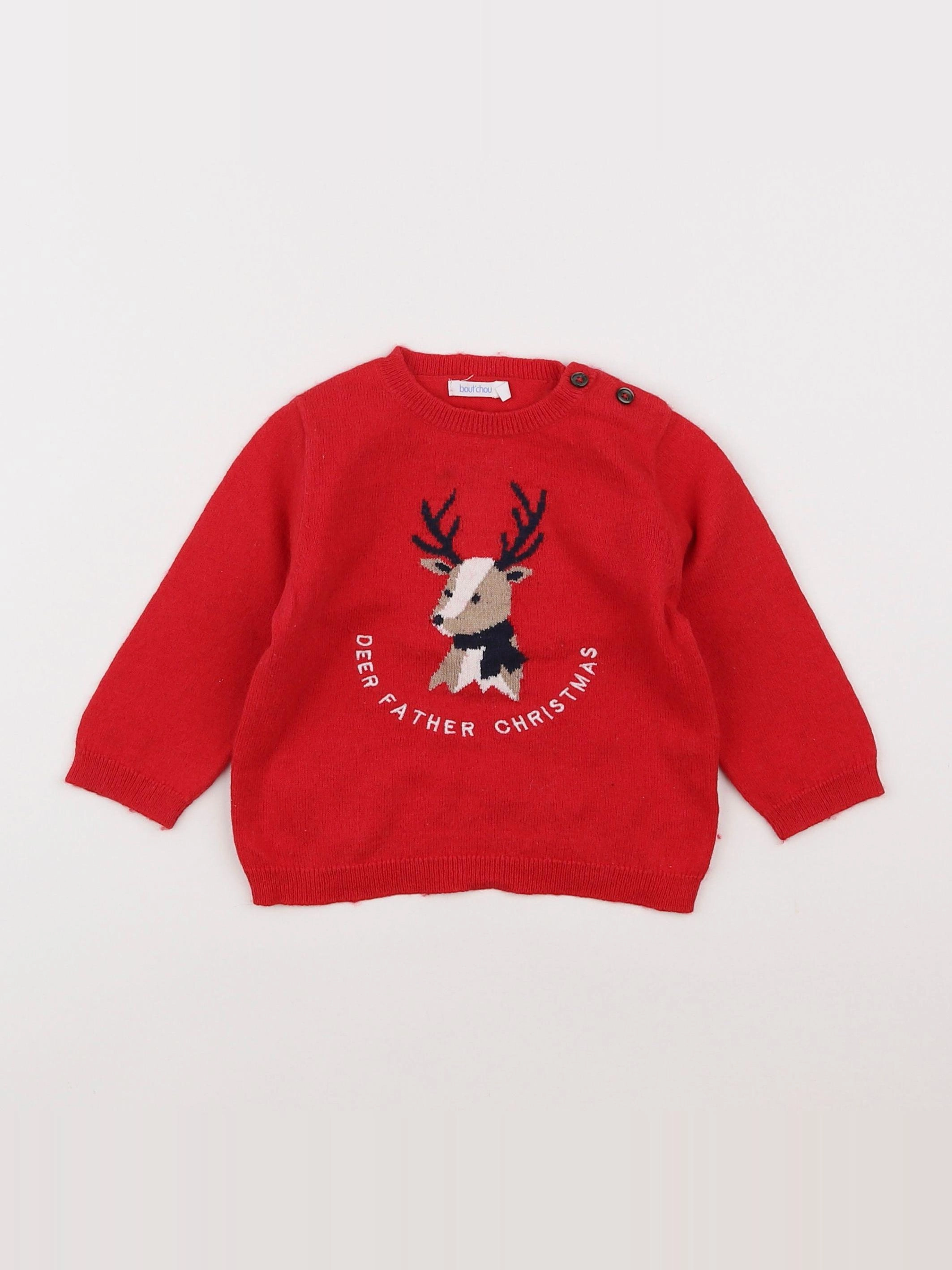Boutchou - pull rouge - 12 mois