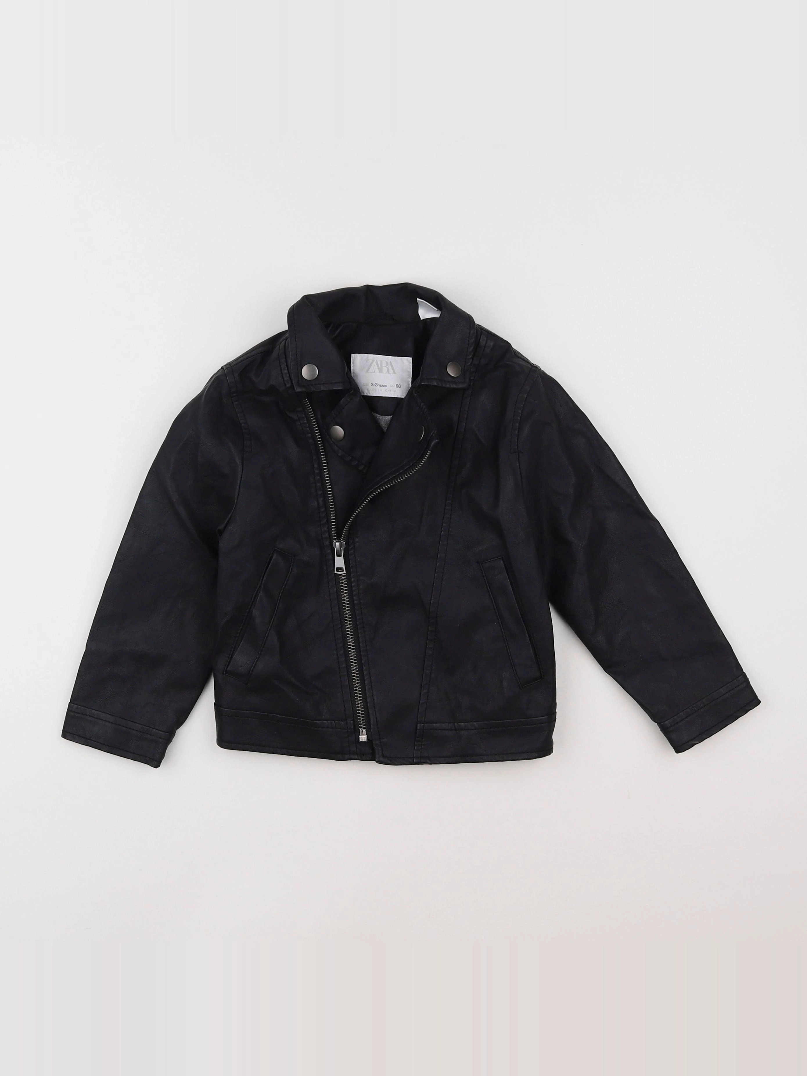 Zara - veste simili cuir noir - 2/3 ans