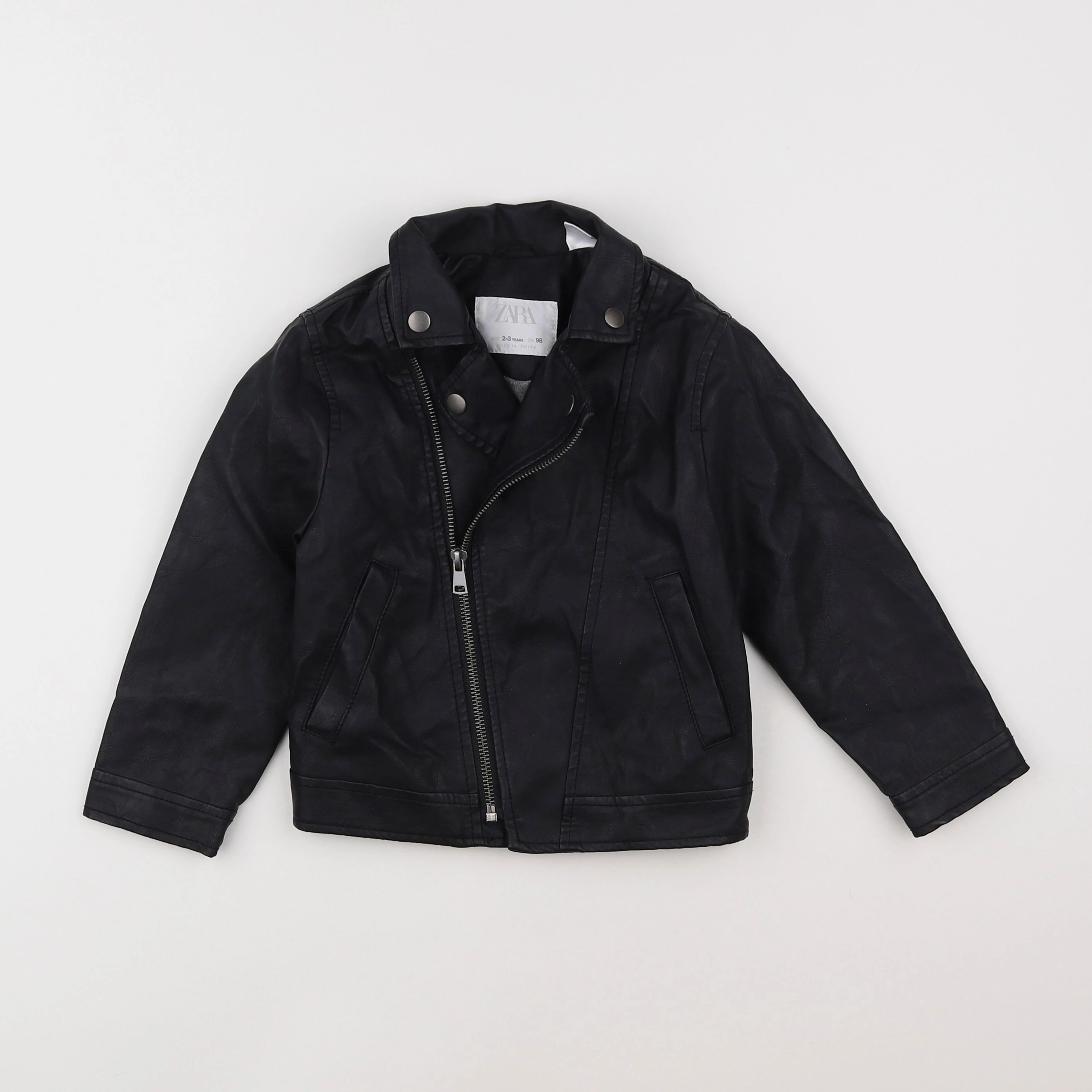 Zara - veste simili cuir noir - 2/3 ans