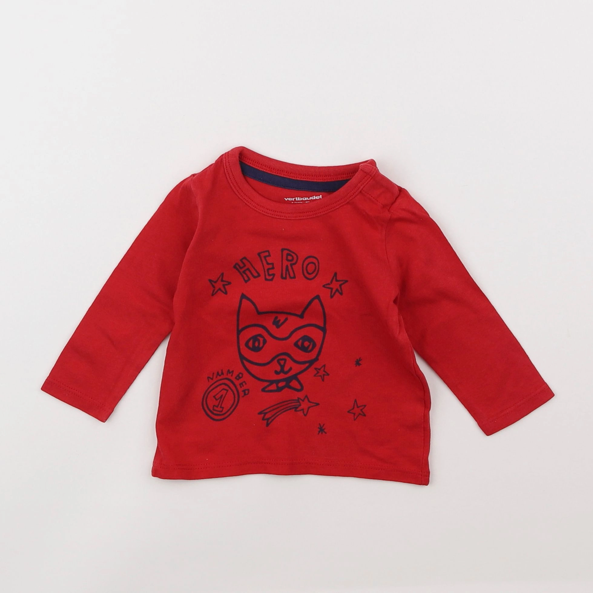 Vertbaudet - tee-shirt rouge - 3 mois