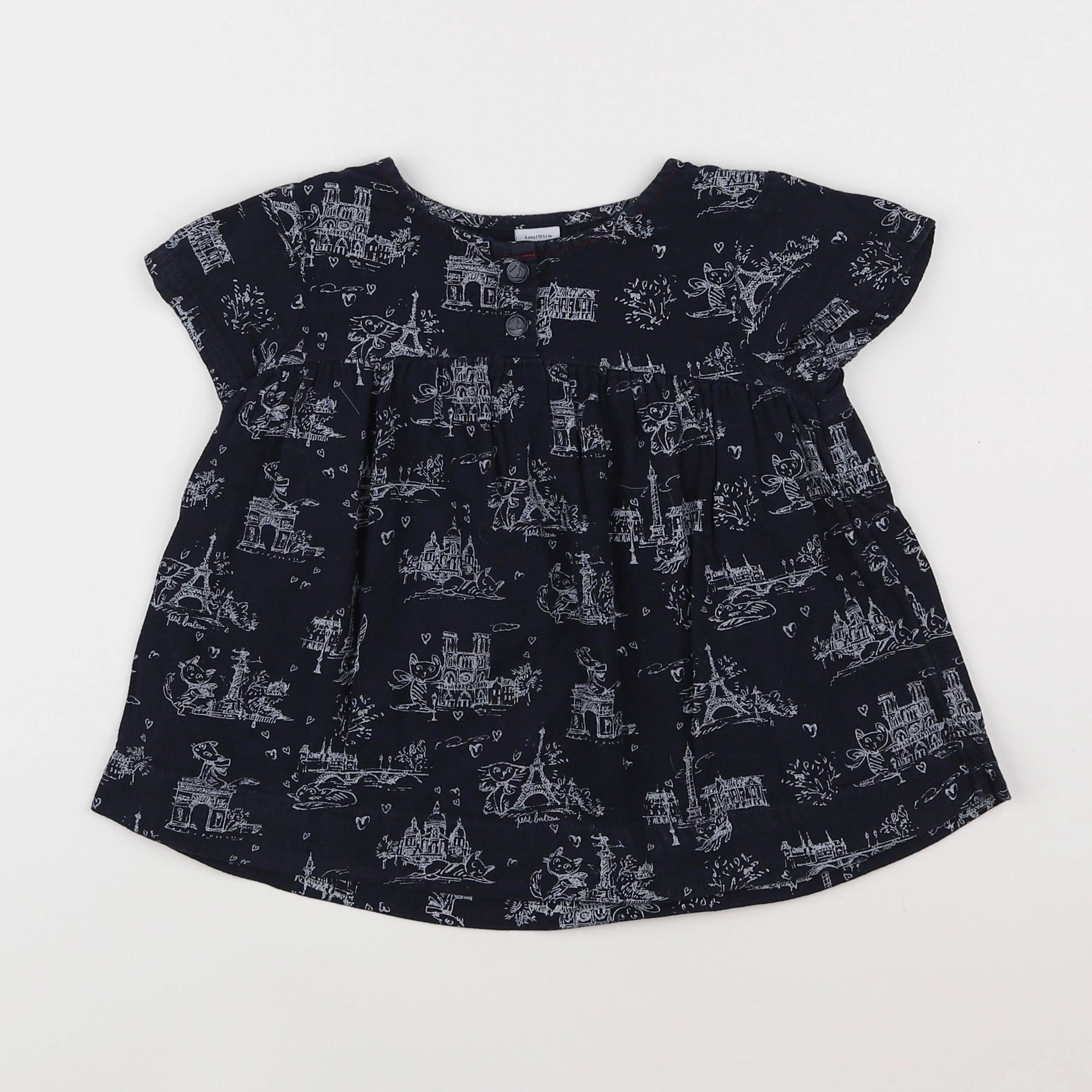 Petit Bateau - blouse bleu - 4 ans