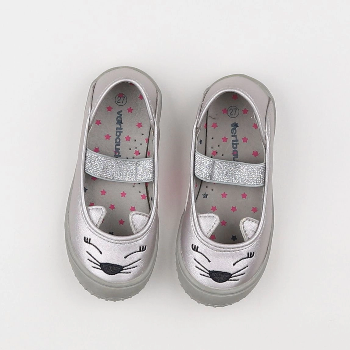 Vertbaudet - ballerines gris, argent - pointure 27