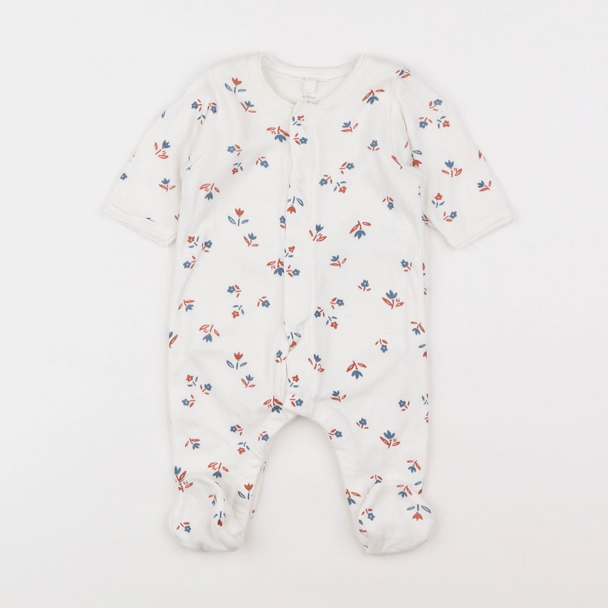 Petit Bateau - pyjama coton blanc - 0 mois