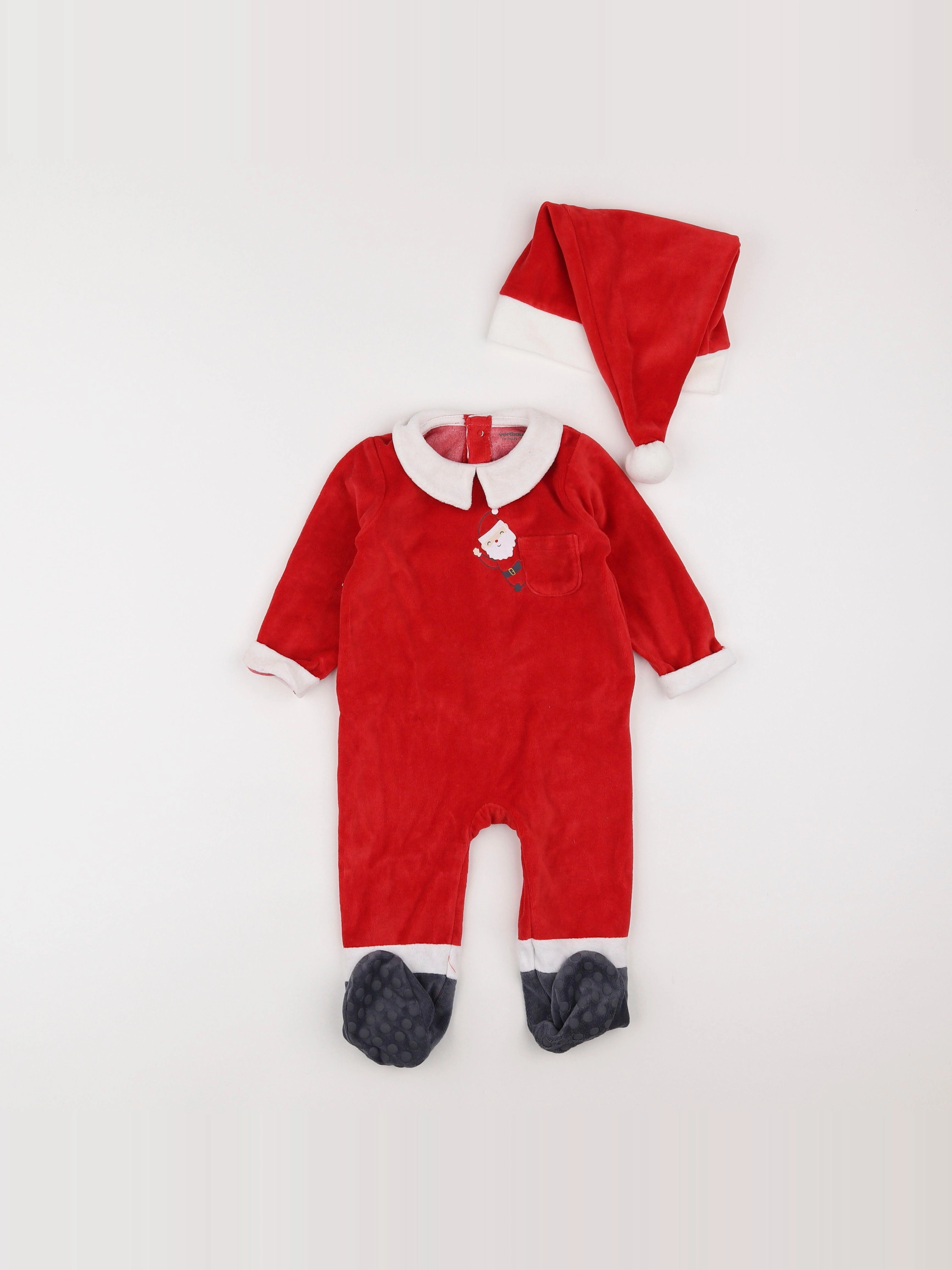 Vertbaudet - pyjama velours rouge - 12 mois