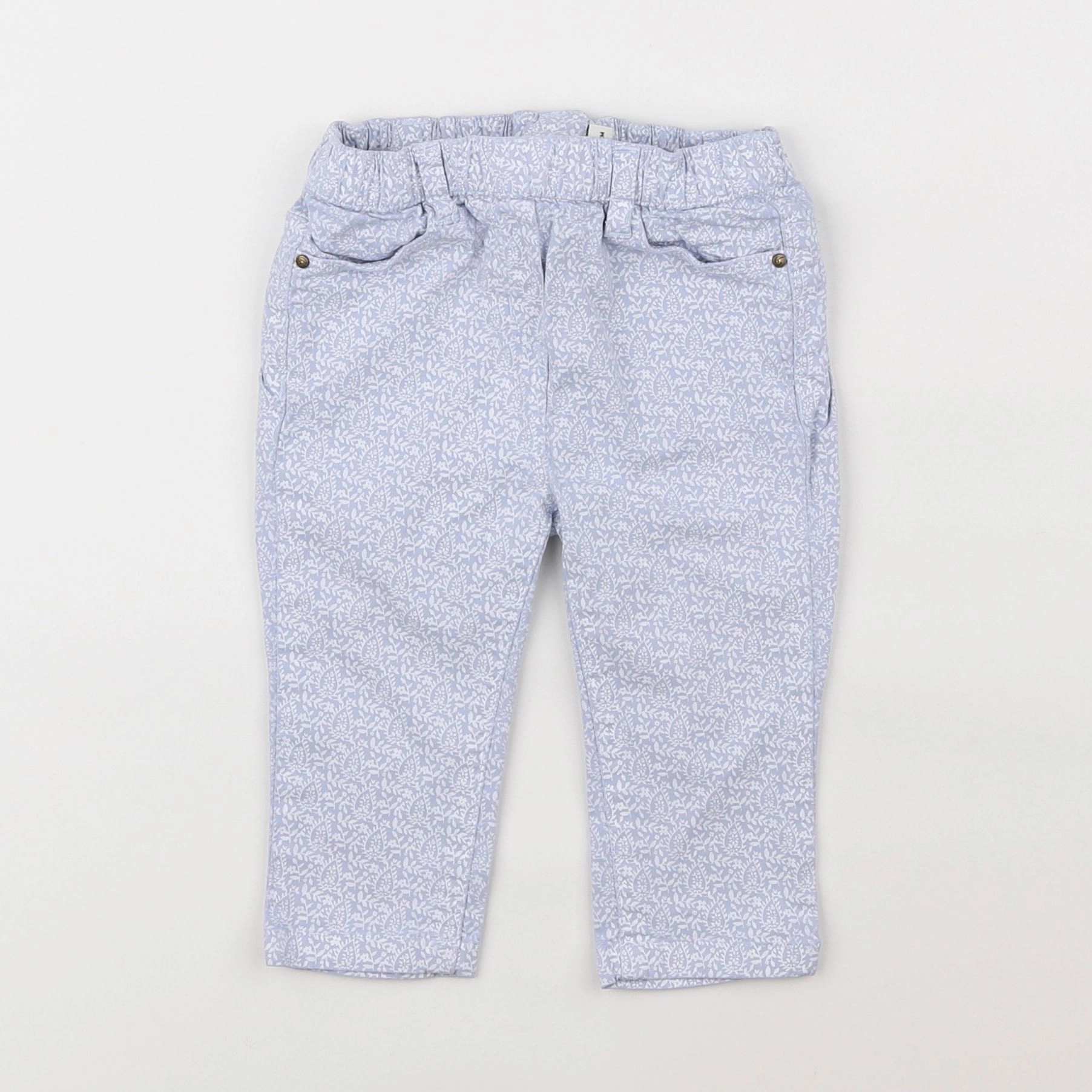 Cyrillus - pantalon bleu, blanc - 12 mois