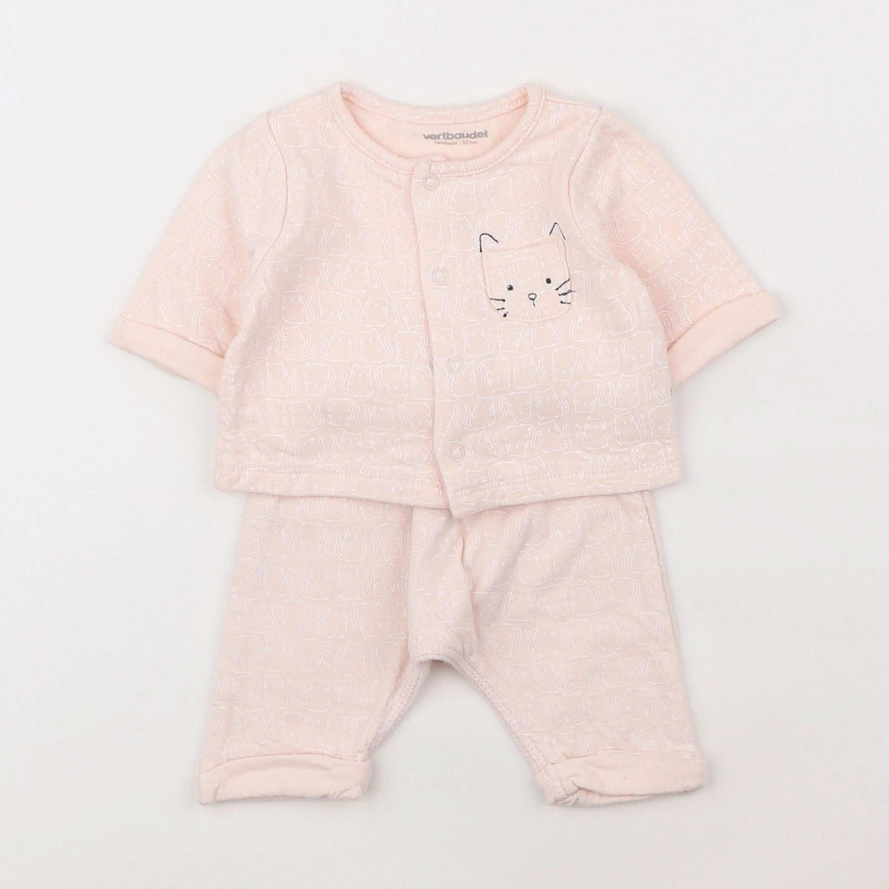 Vertbaudet - pyjama coton rose - 0 mois