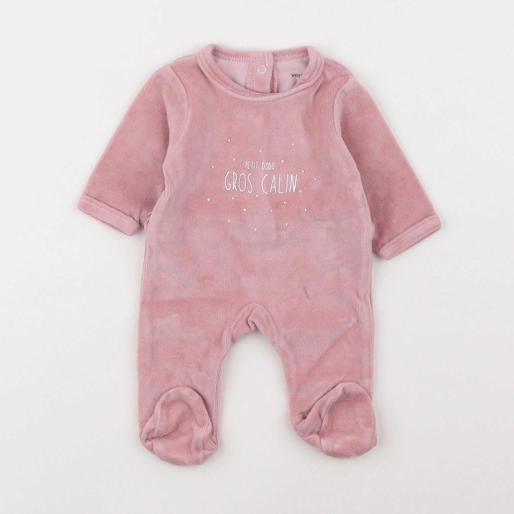 Vertbaudet - pyjama velours rose - 0 mois