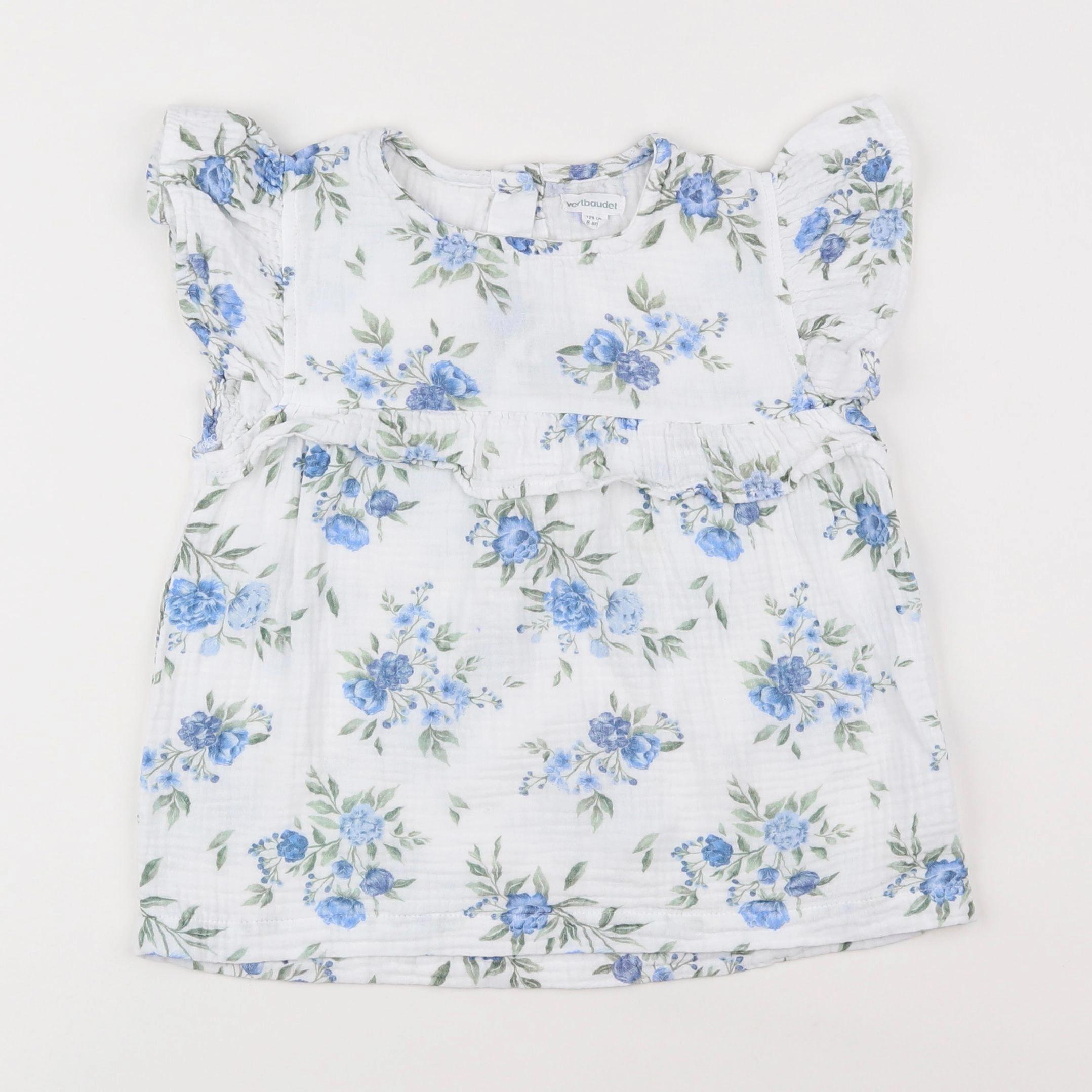 Vertbaudet - blouse blanc, bleu - 8 ans