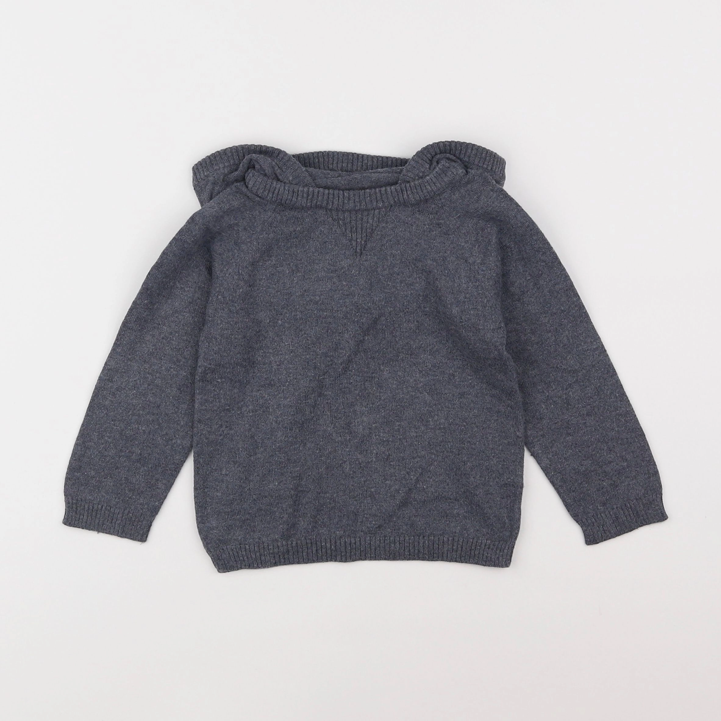 Boutchou - pull gris, bleu - 18 mois