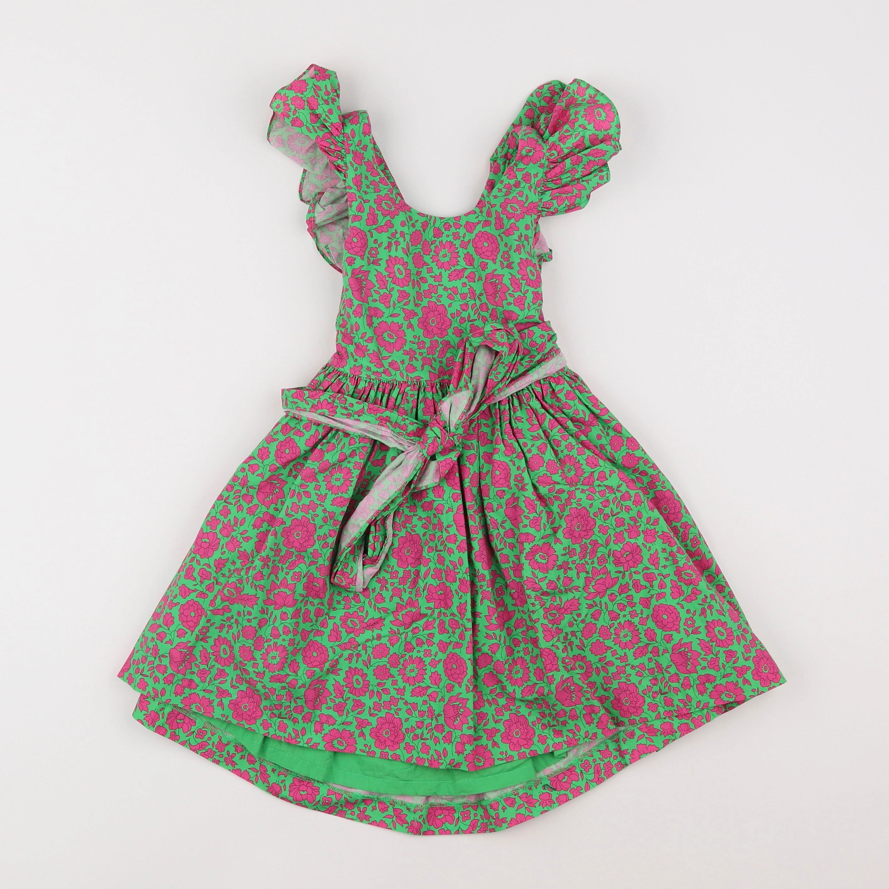 Jacadi - robe liberty vert, rose - 3 ans