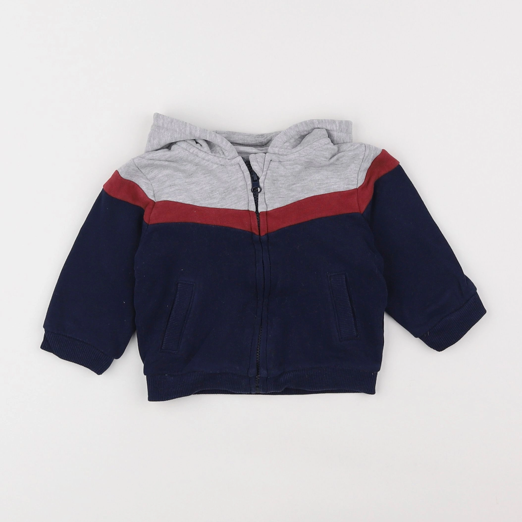 Vertbaudet - sweat gris, bleu - 6 mois