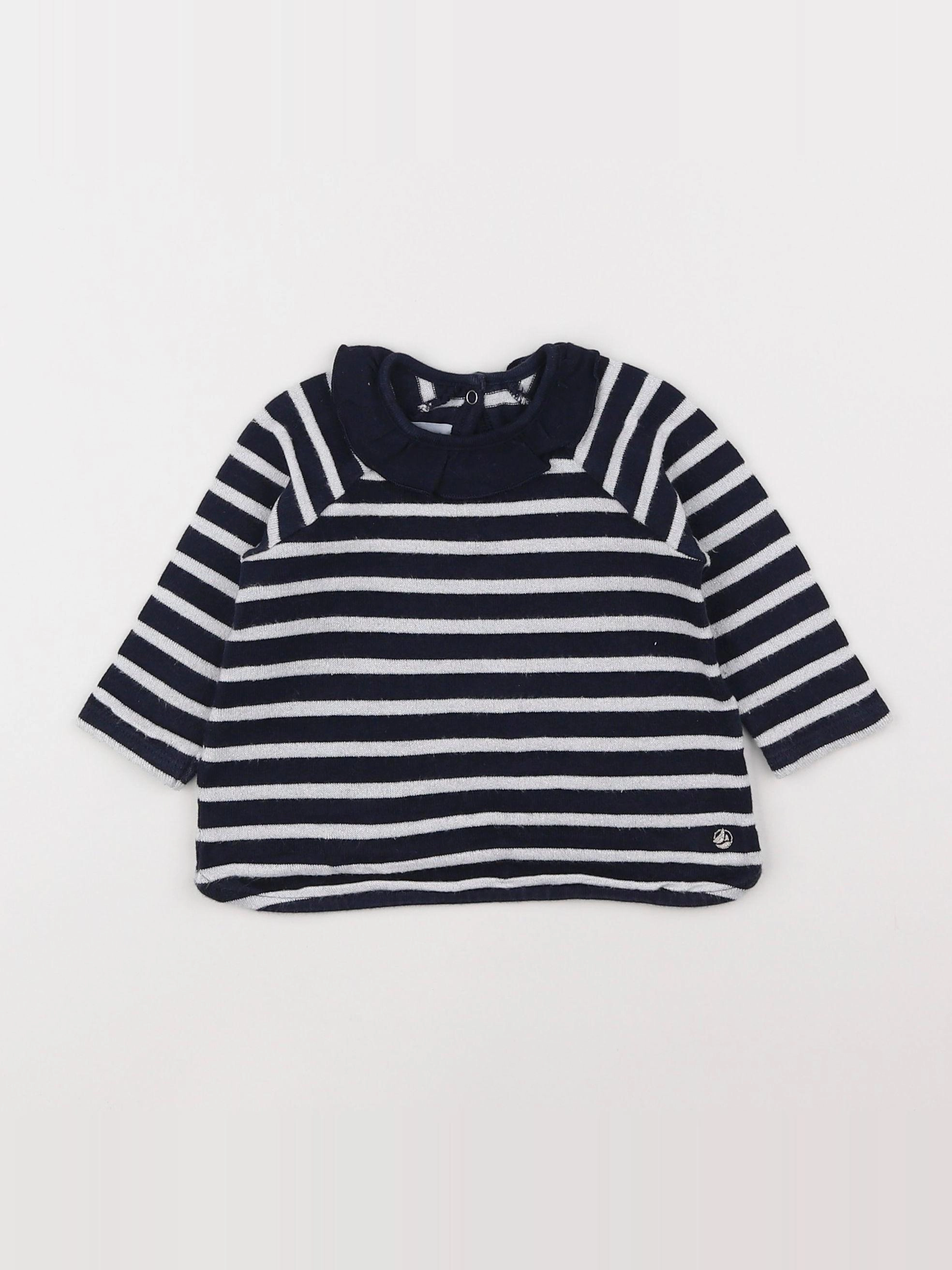 Petit Bateau - tee-shirt bleu, argent - 6 mois