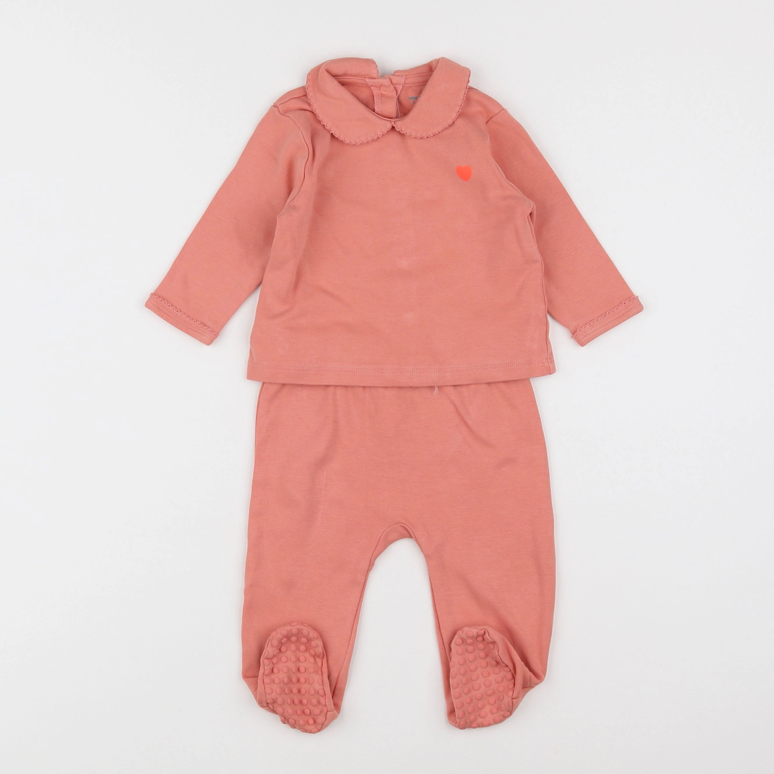 Vertbaudet - pyjama coton rose - 9 mois