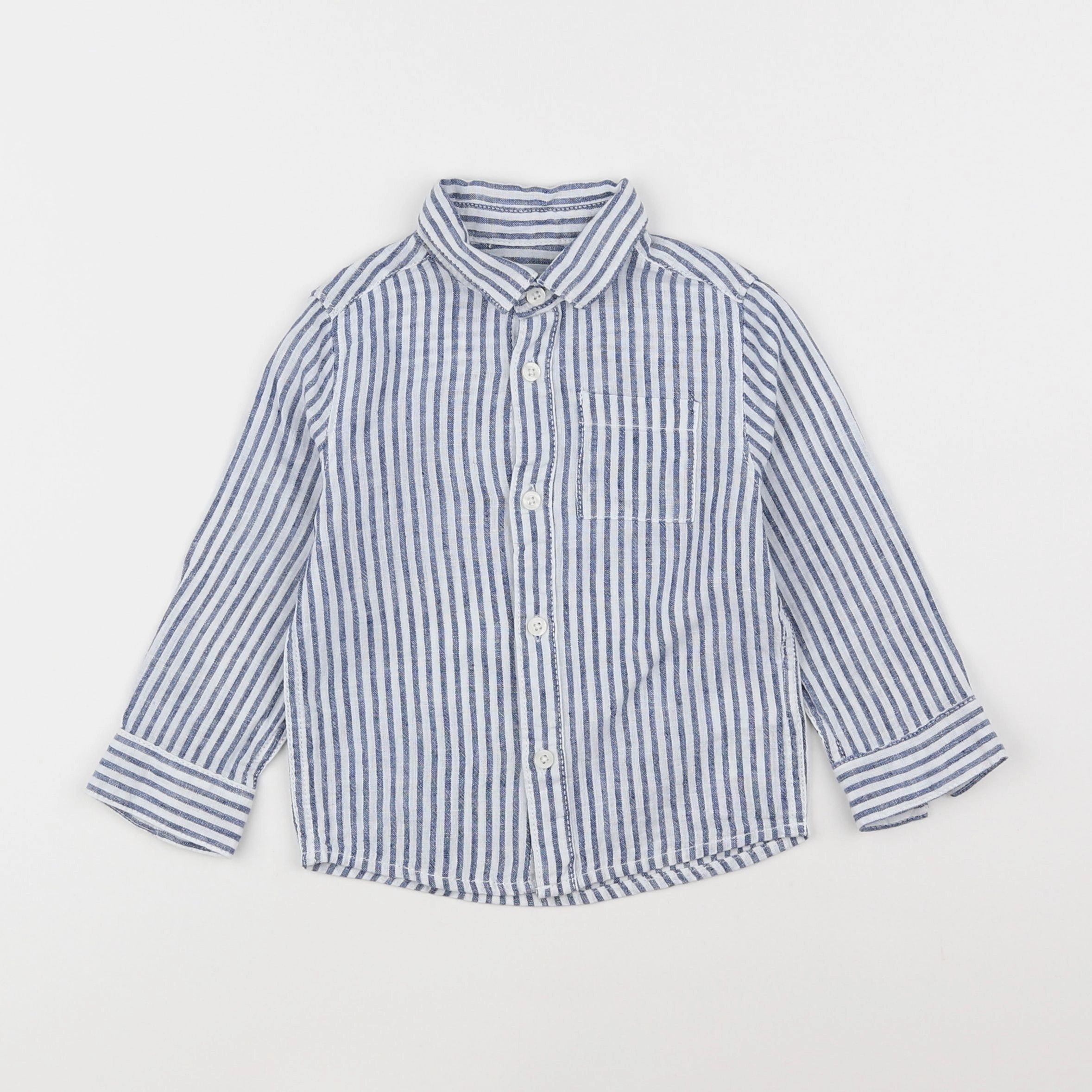 Vertbaudet - chemise blanc, bleu - 2 ans