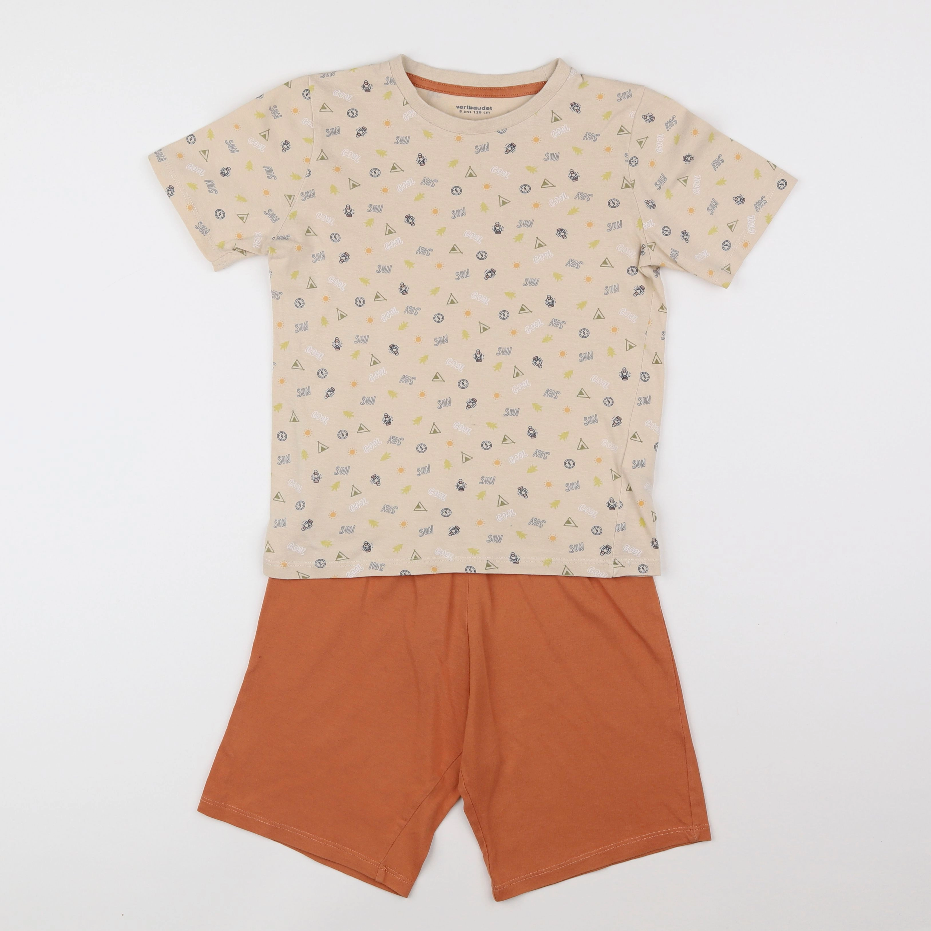 Vertbaudet - pyjama coton beige - 8 ans