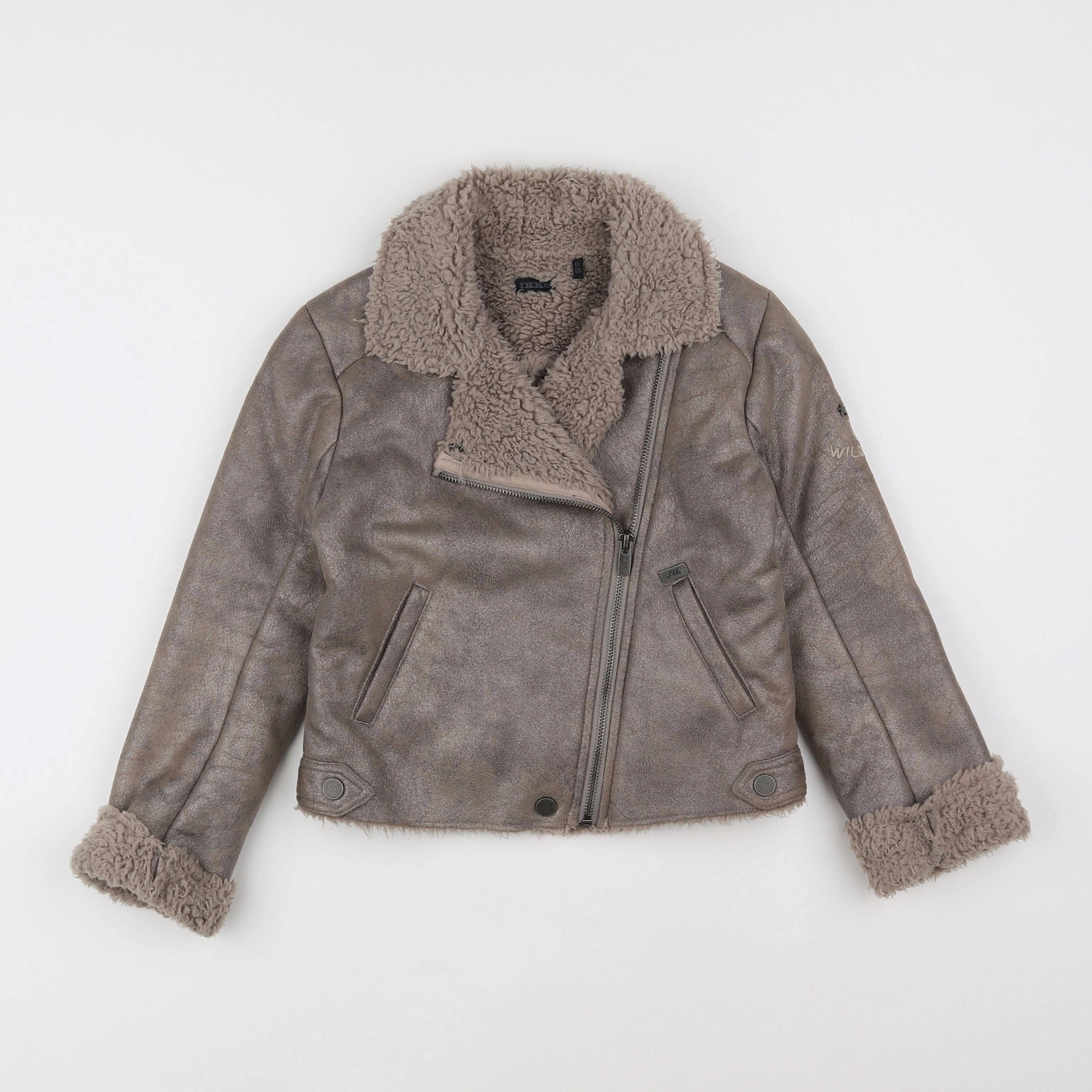 IKKS - veste simili cuir marron - 8 ans