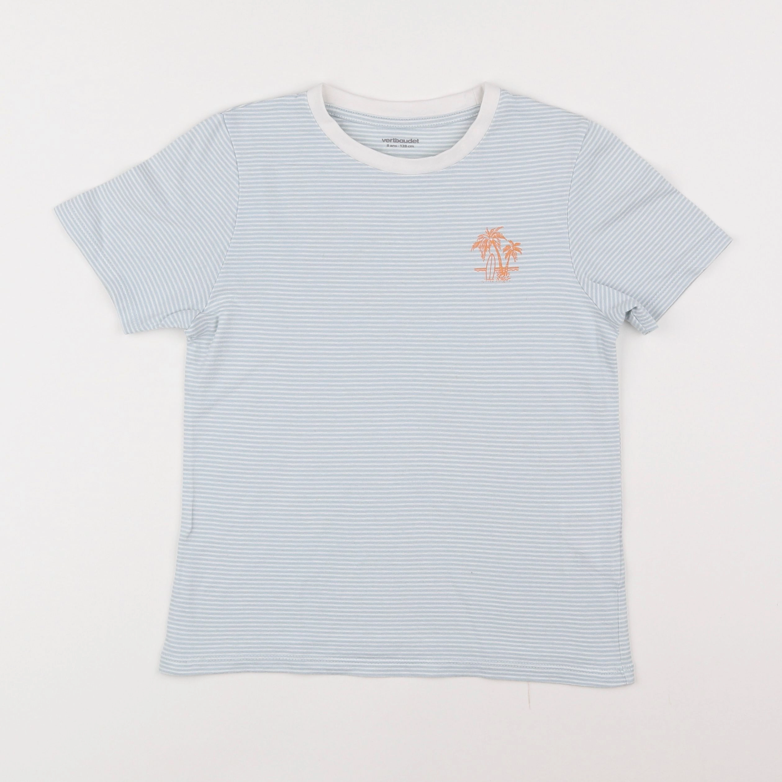 Vertbaudet - tee-shirt blanc, bleu - 8 ans