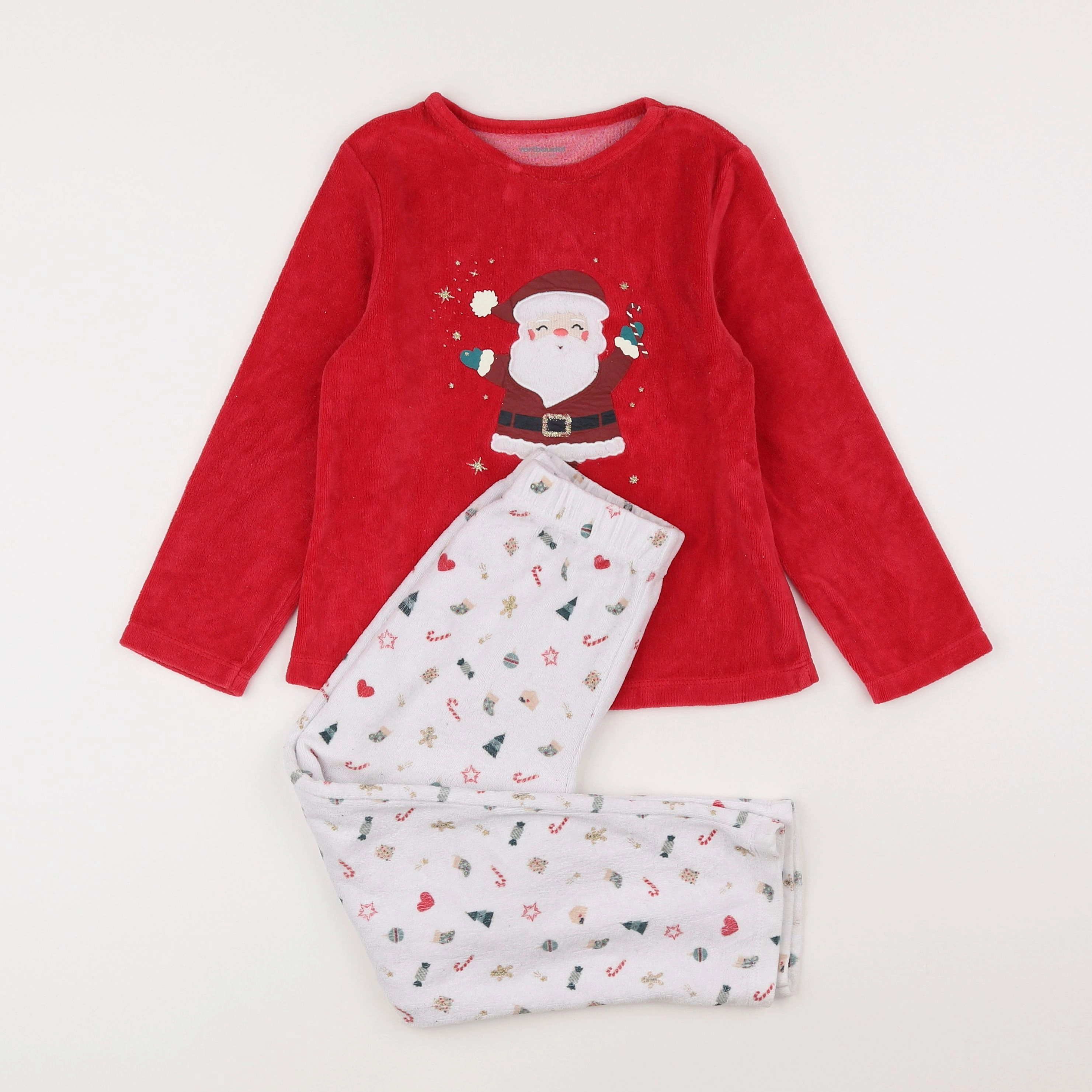 Vertbaudet - pyjama velours blanc, rouge - 6 ans