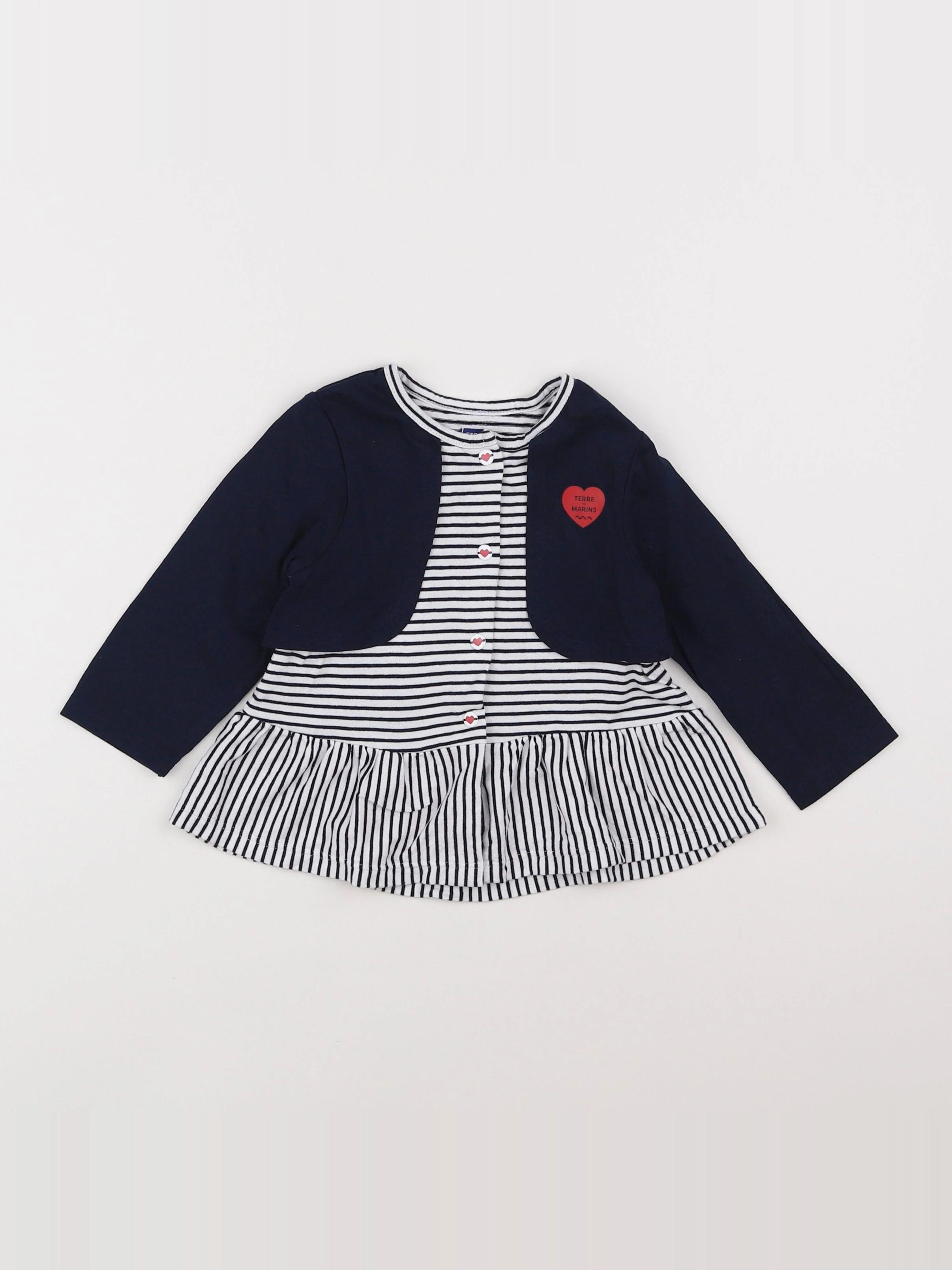 Terre de marins - tee-shirt blanc, bleu - 12 mois
