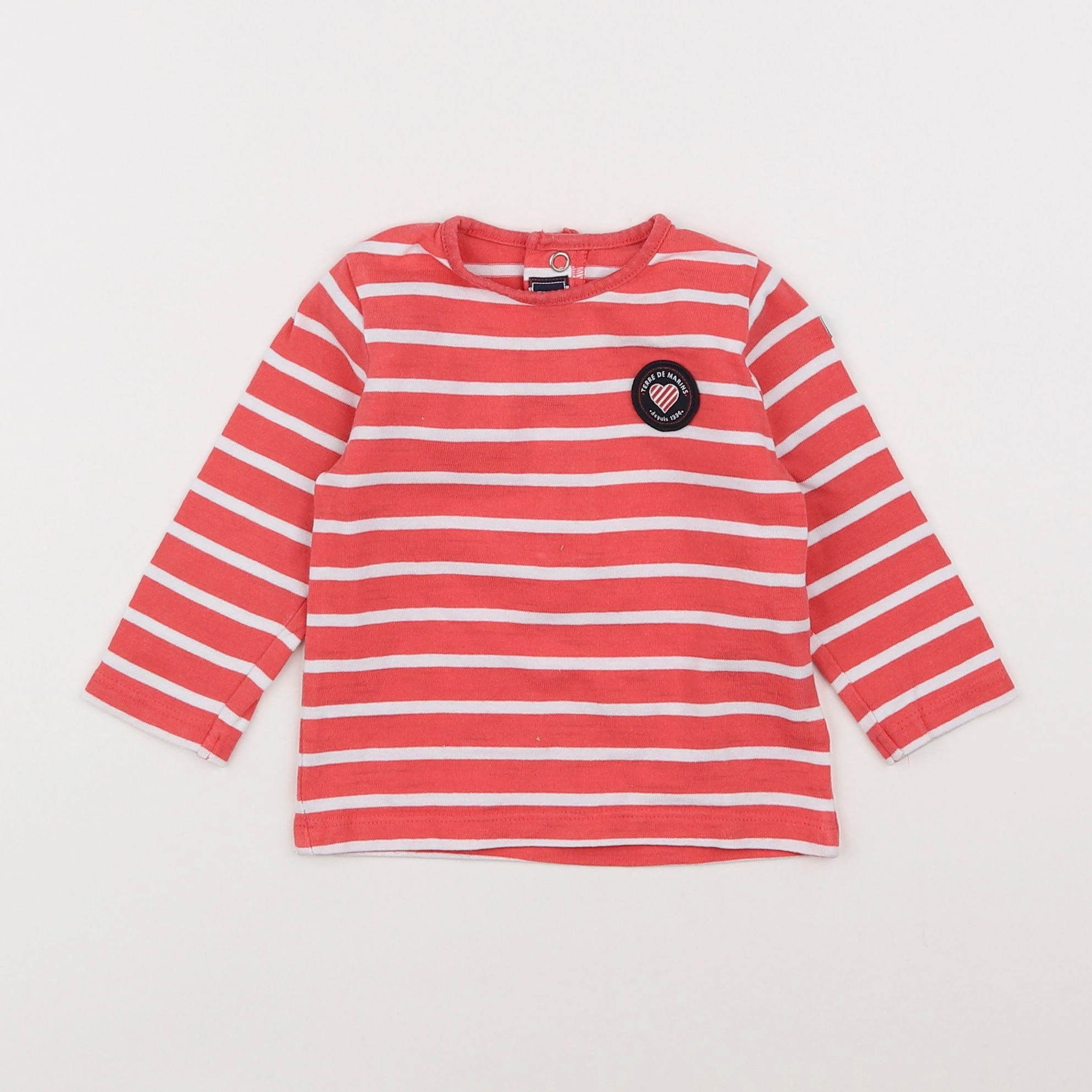 Terre de marins - tee-shirt blanc, rose - 9 mois