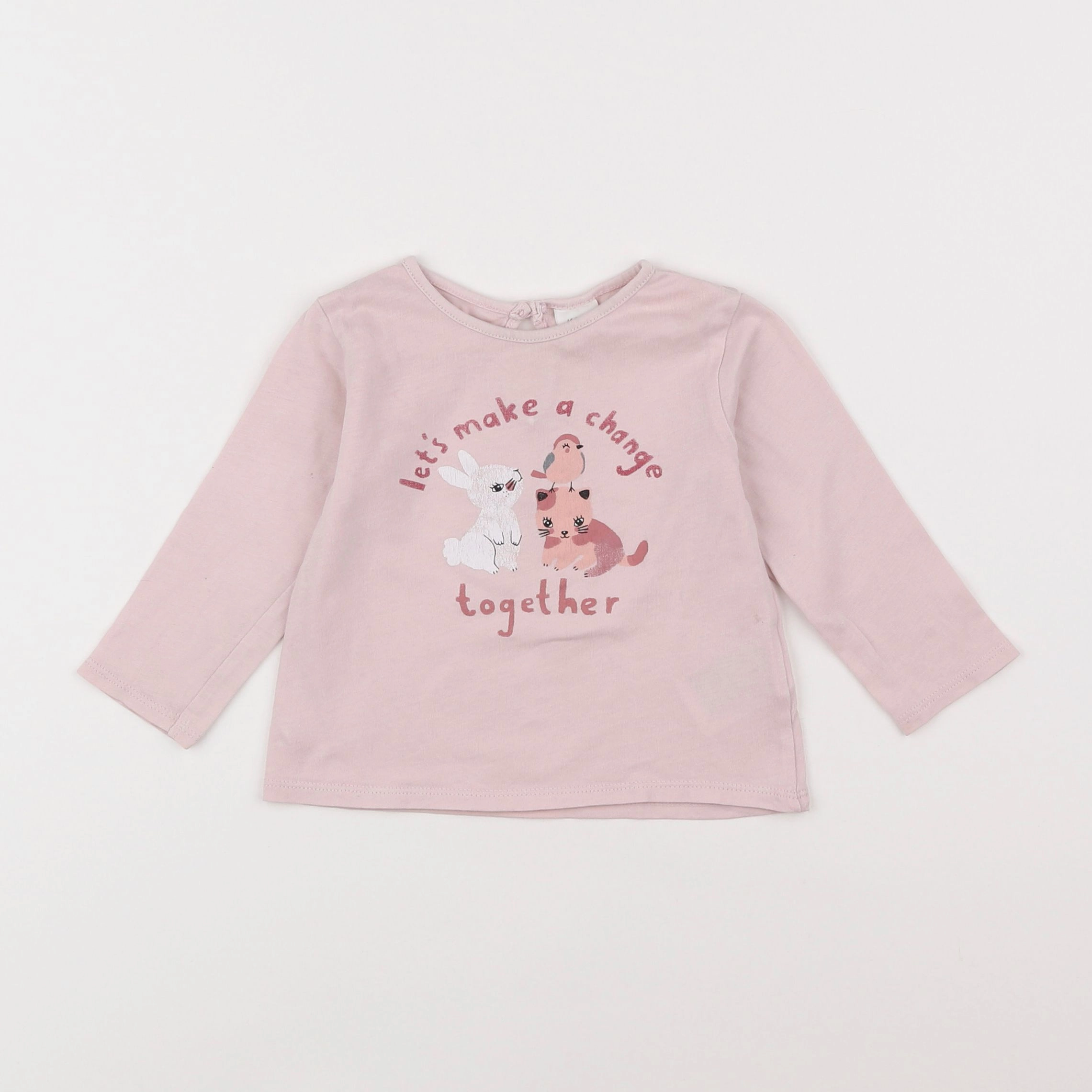 H&M - tee-shirt rose - 6/9 mois