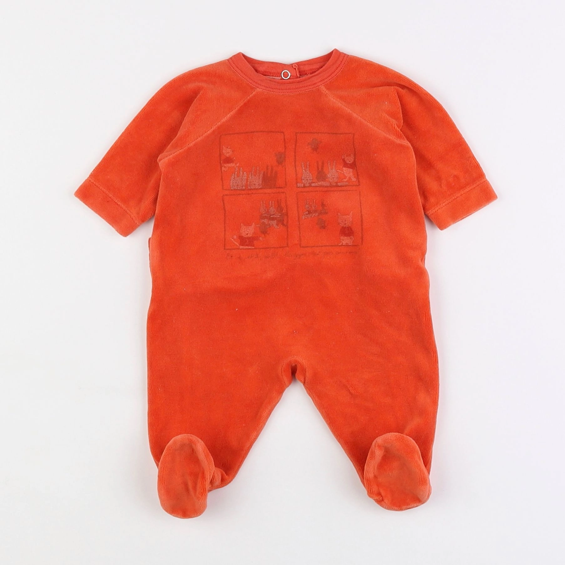 Petit Bateau - pyjama velours orange - 1 mois