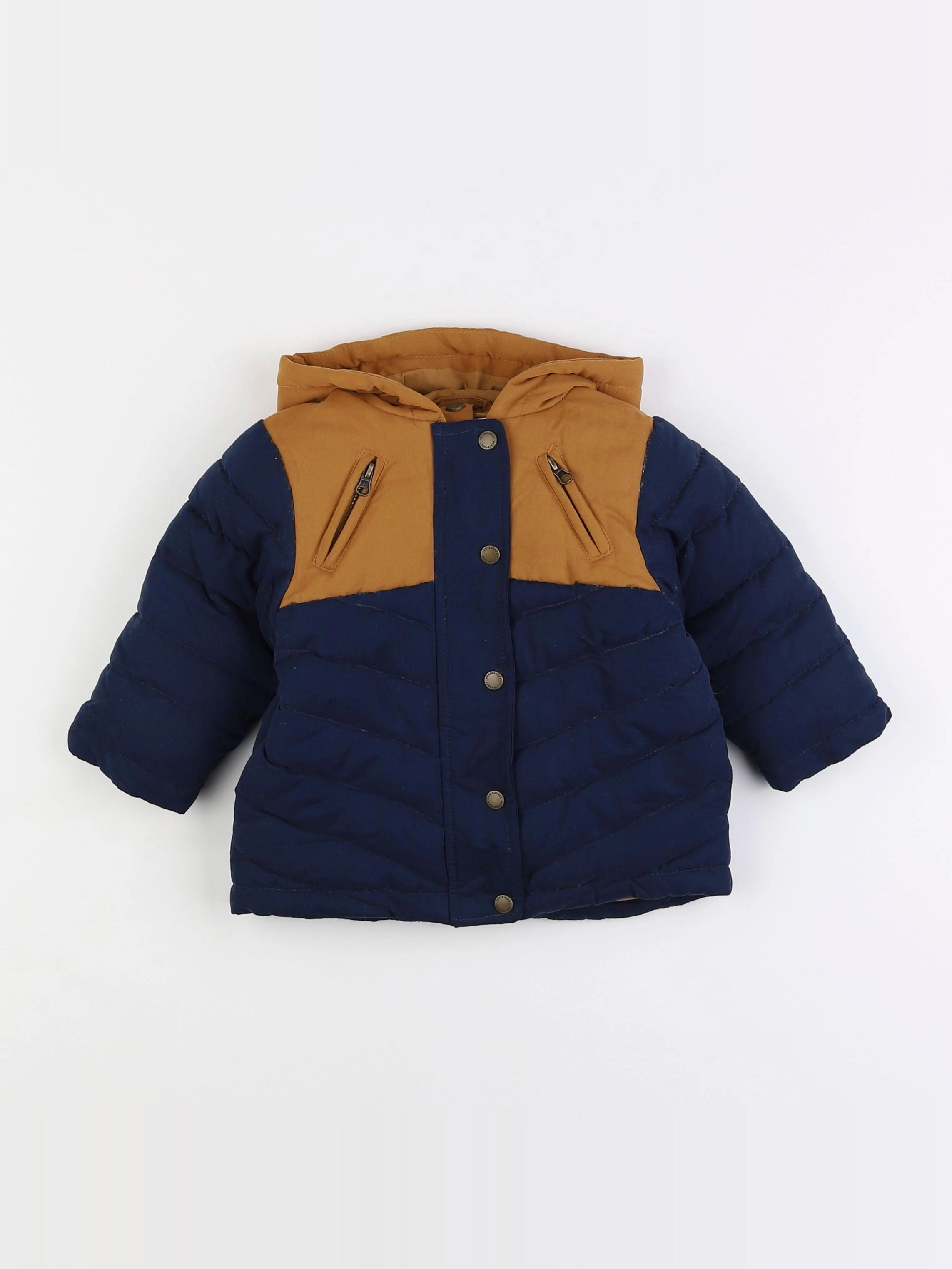 Vertbaudet - manteau doublure amovible bleu - 12 mois