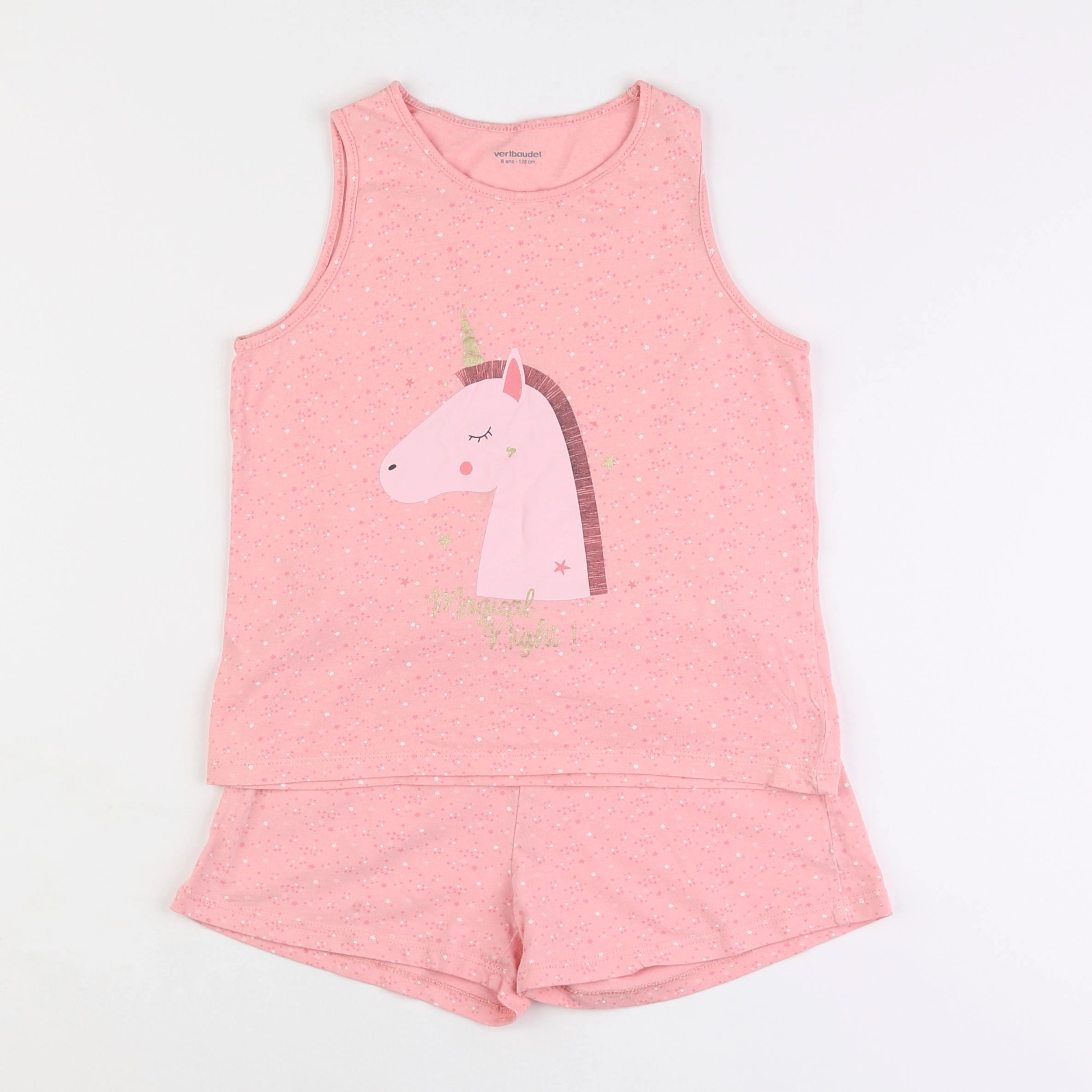 Vertbaudet - pyjama coton rose - 8 ans