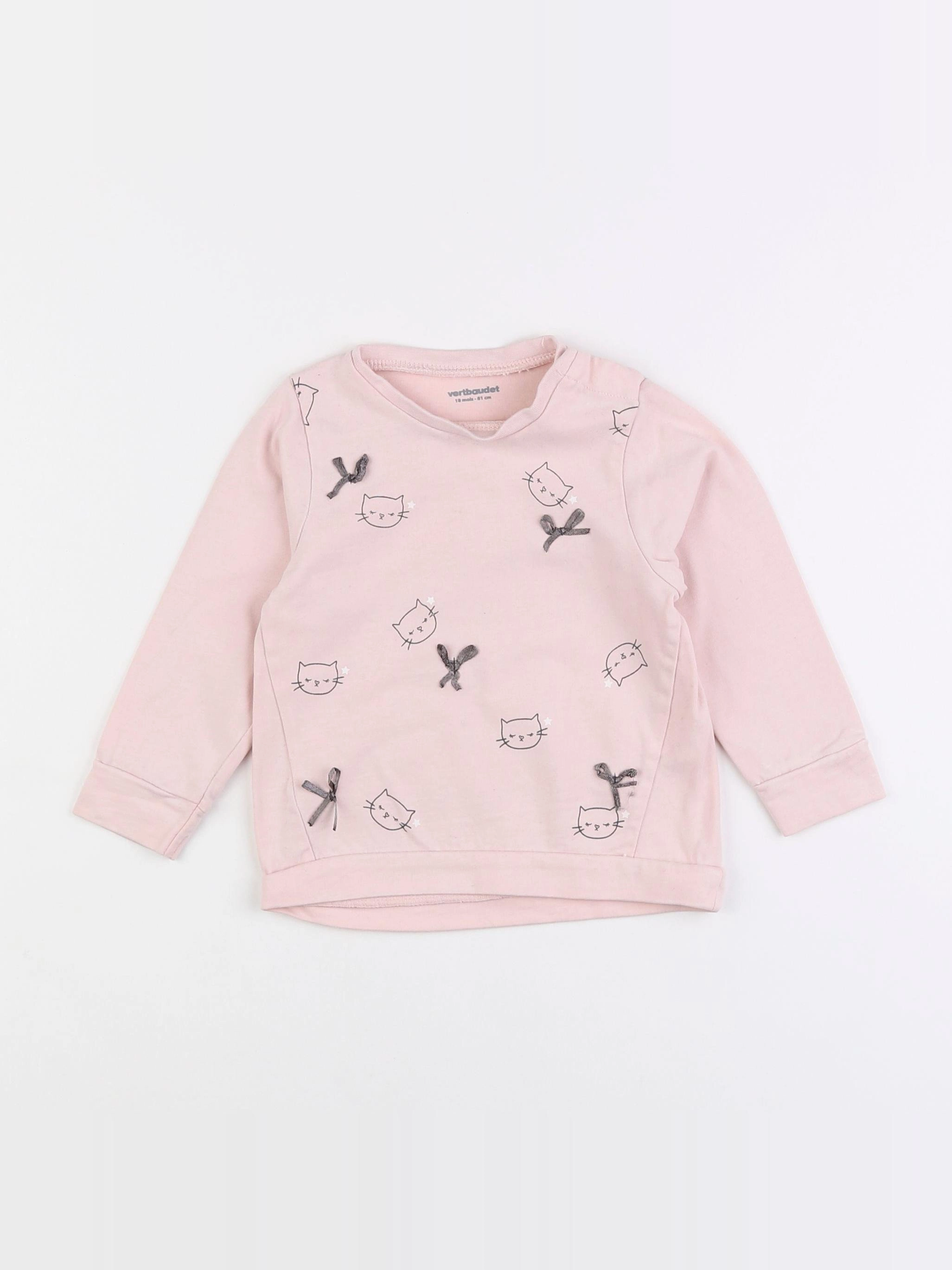 Vertbaudet - sweat rose - 18 mois