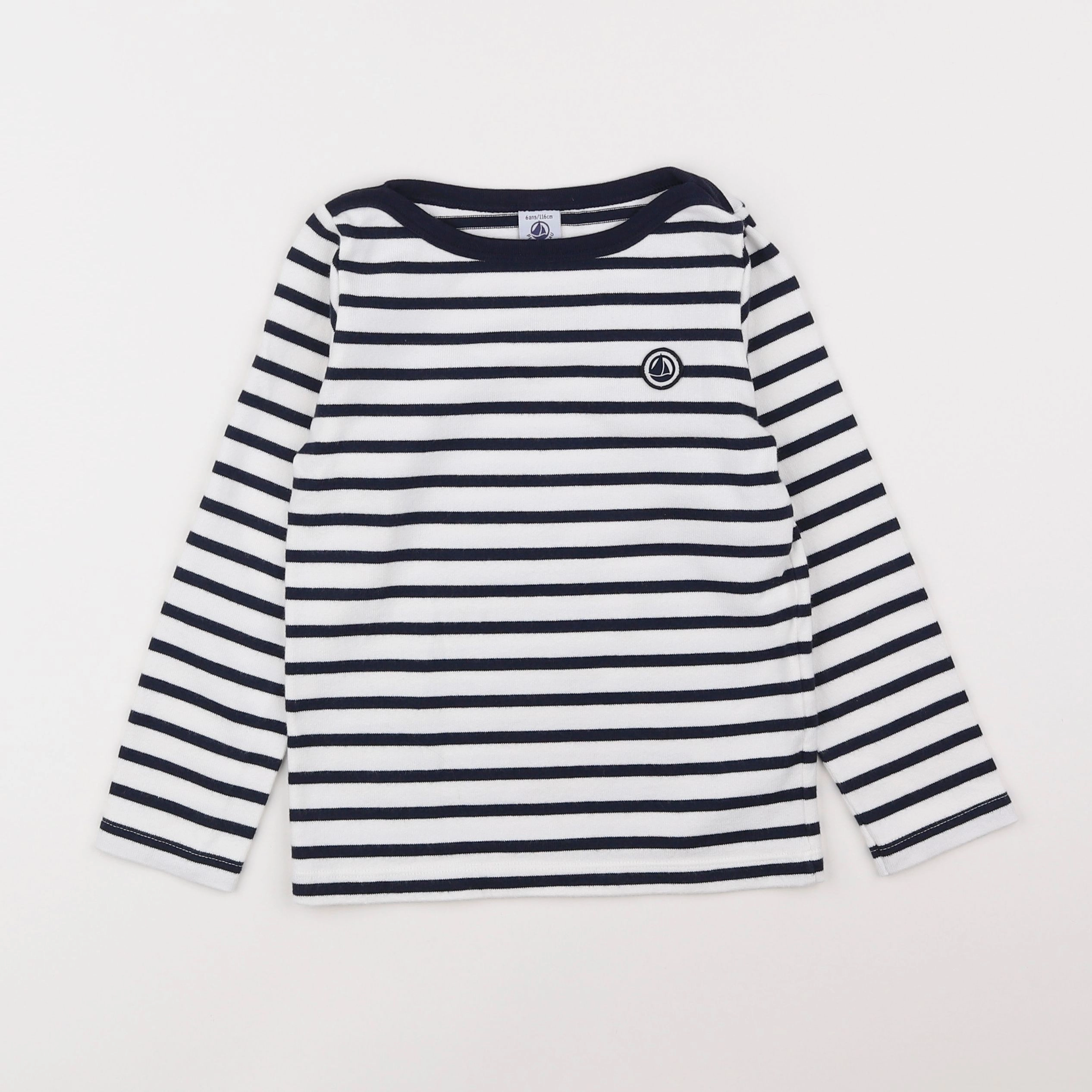 Petit Bateau - tee-shirt blanc, bleu - 6 ans