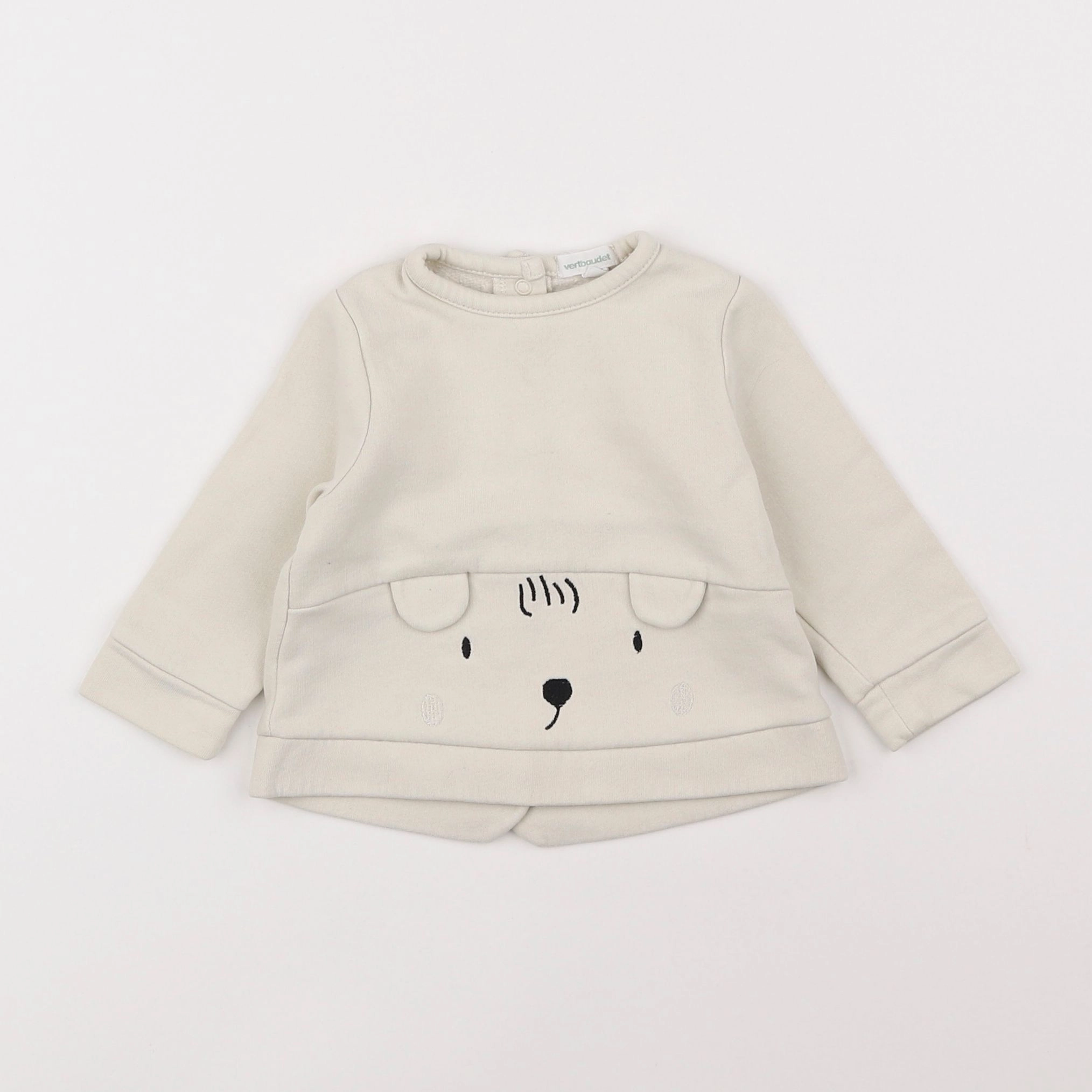 Vertbaudet - sweat beige - 6 mois