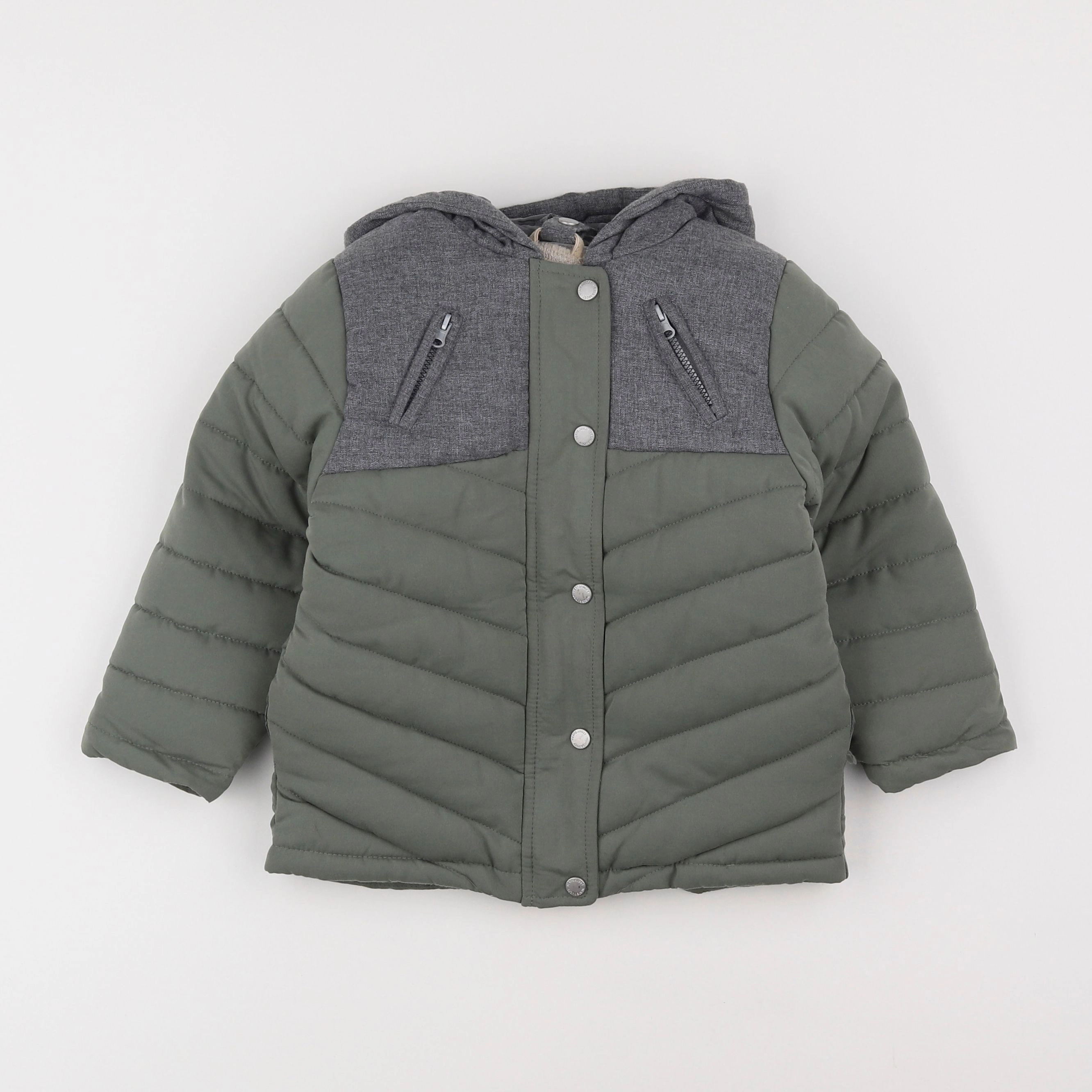 Vertbaudet - manteau doublure amovible vert - 3 ans