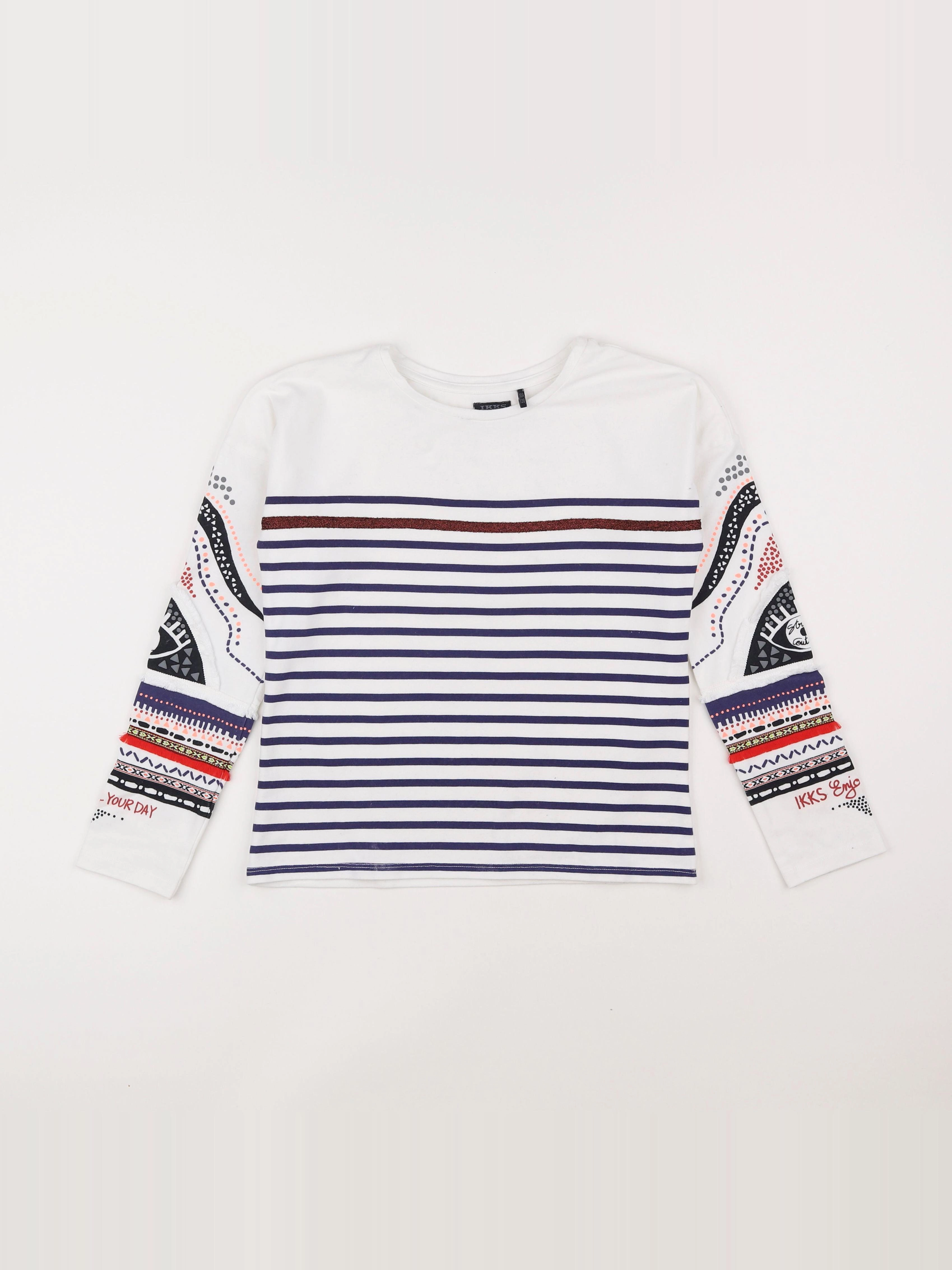 IKKS - tee-shirt blanc, bleu - 10 ans