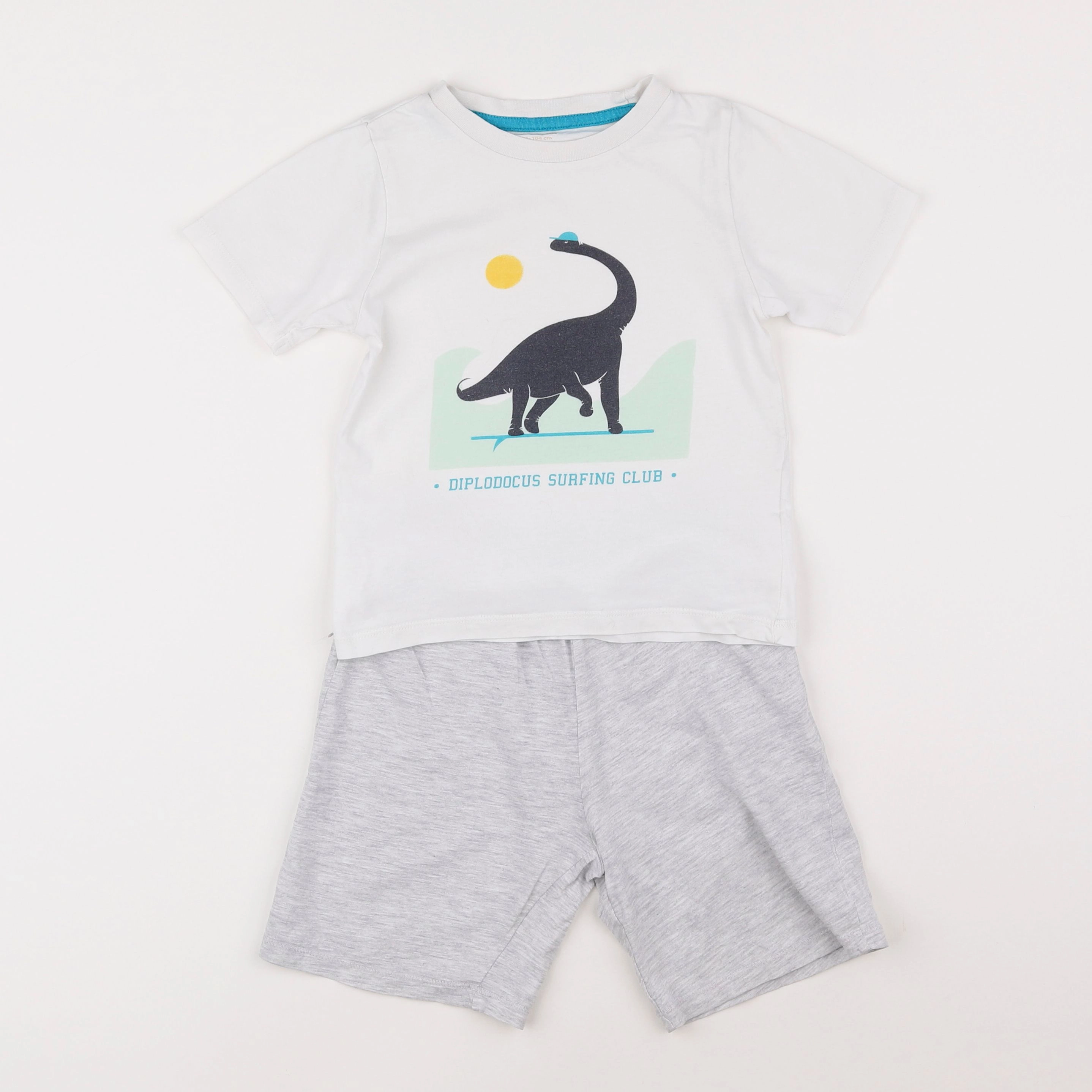 Vertbaudet - pyjama coton gris, blanc - 4 ans