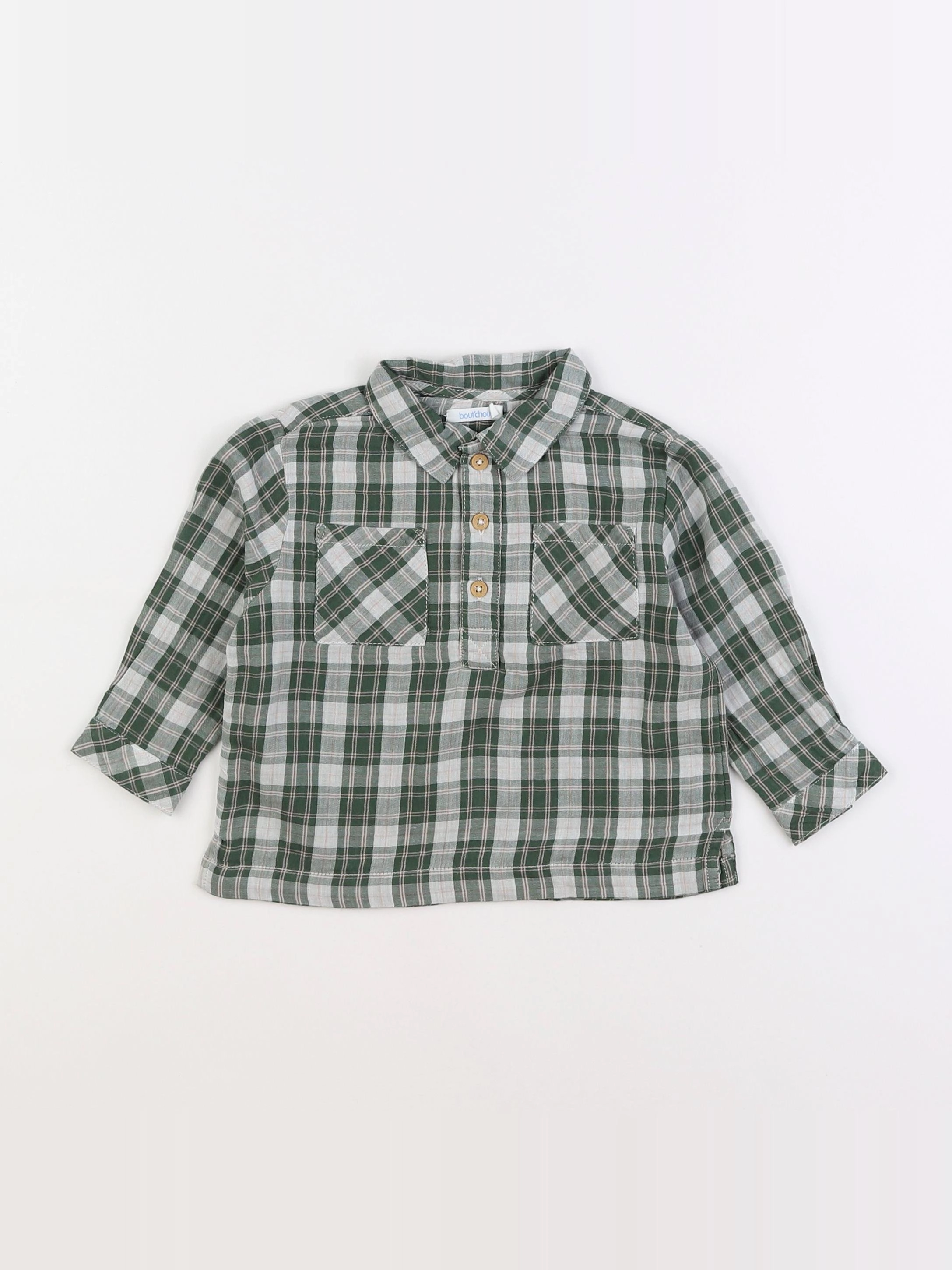Boutchou - chemise vert - 12 mois