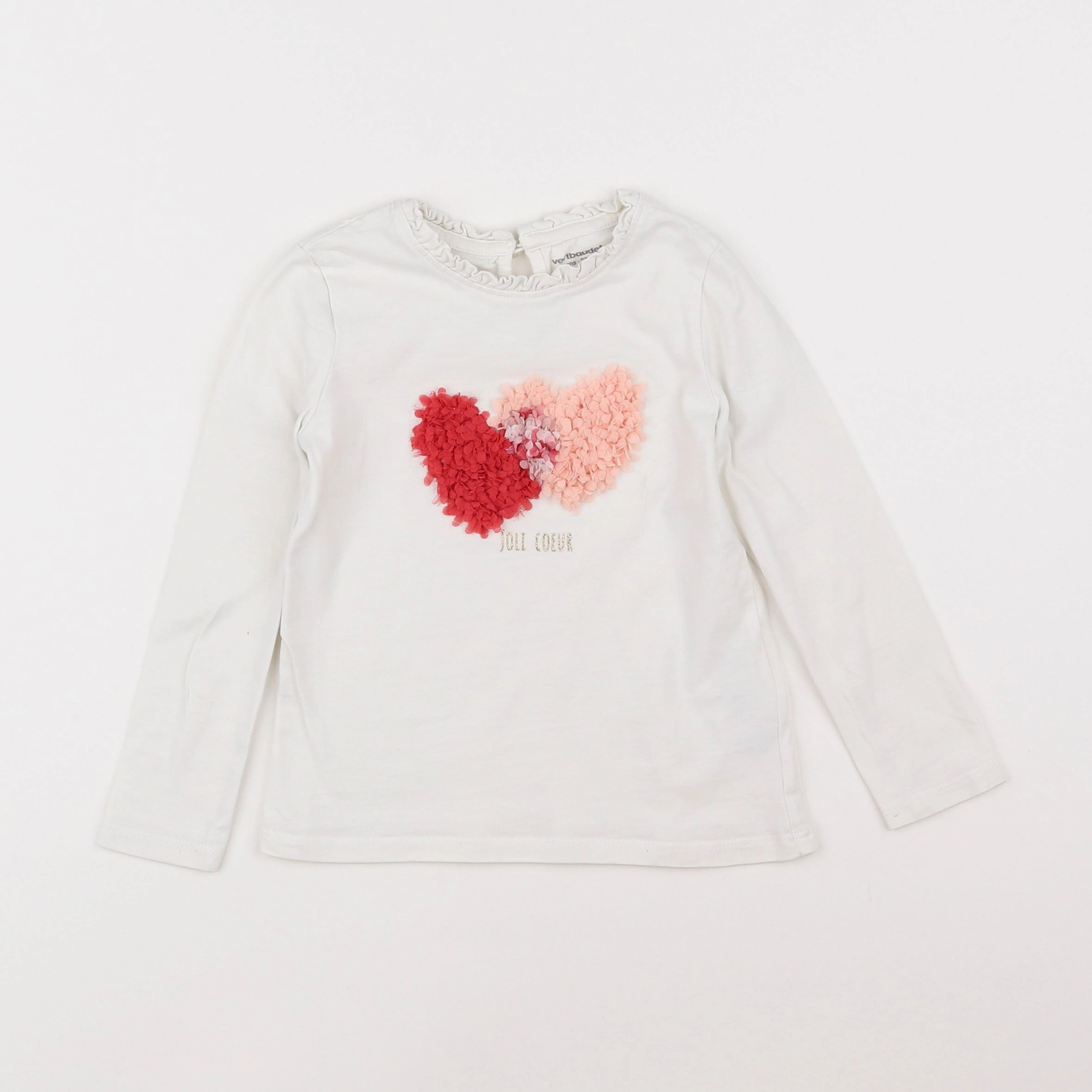 Vertbaudet - tee-shirt blanc, rouge - 3 ans