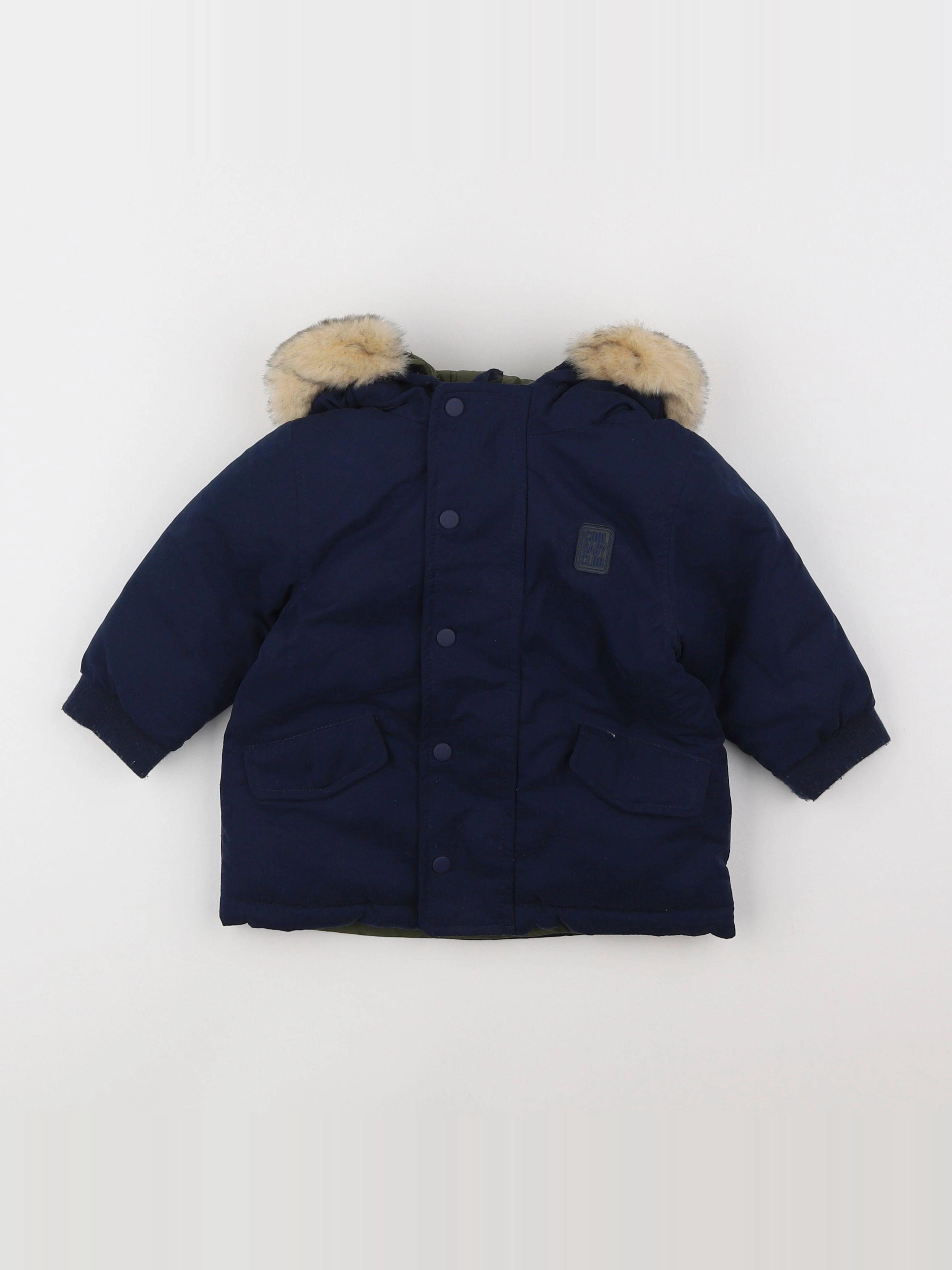 Vertbaudet - manteau réversible bleu - 12 mois