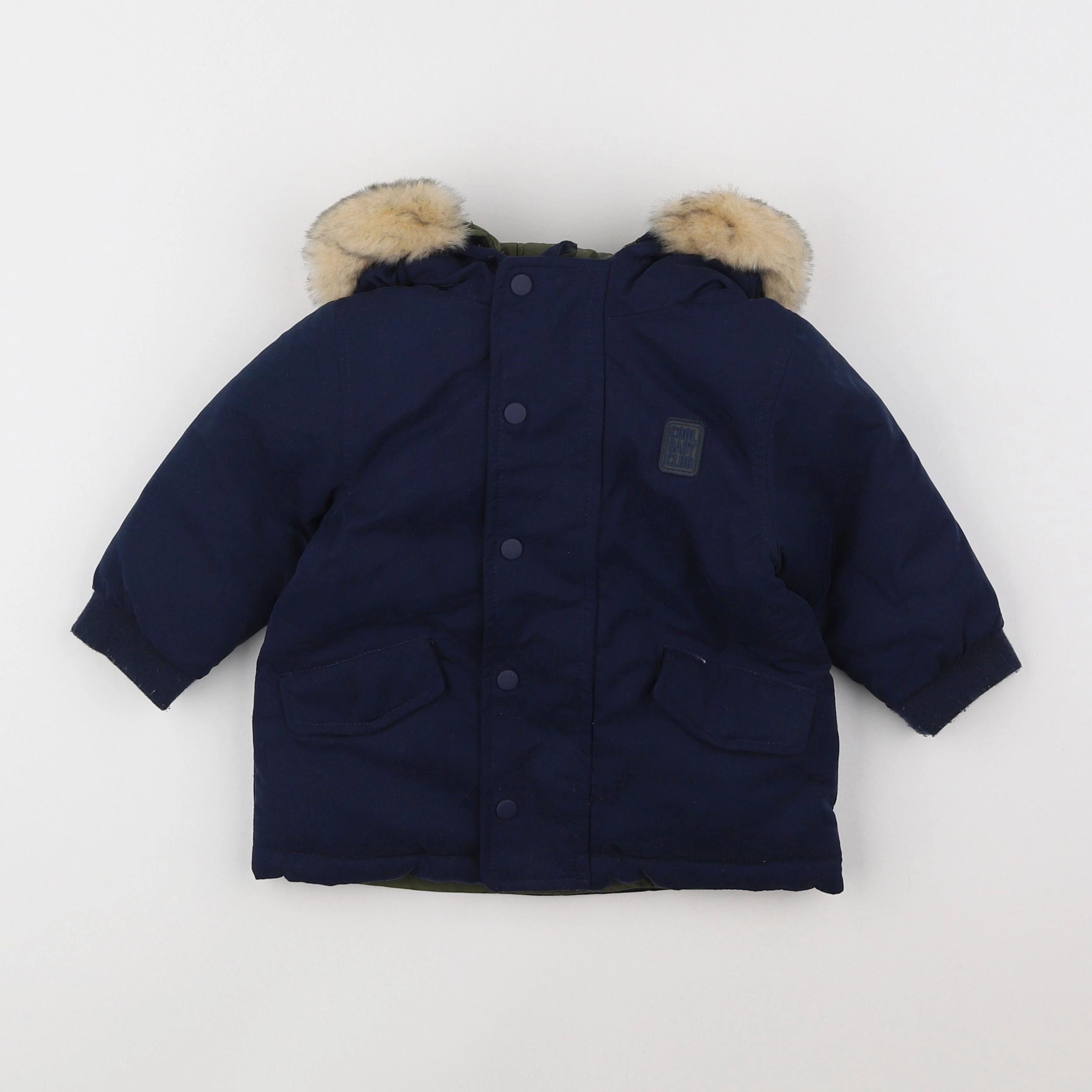 Vertbaudet - manteau réversible bleu - 12 mois