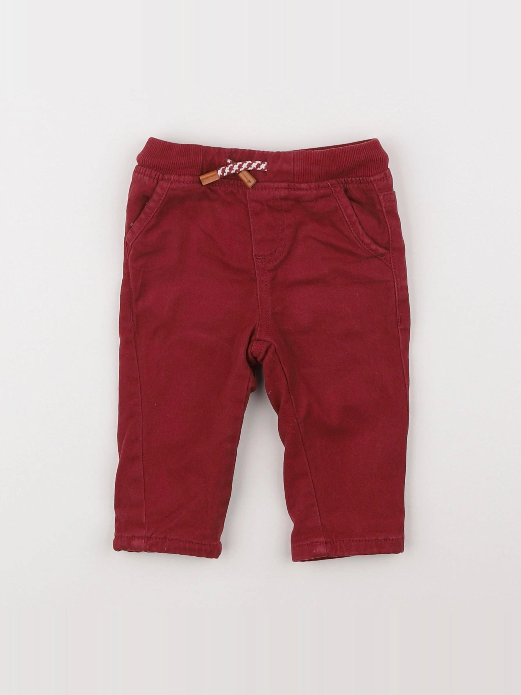 Vertbaudet - pantalon doublé rouge - 9 mois